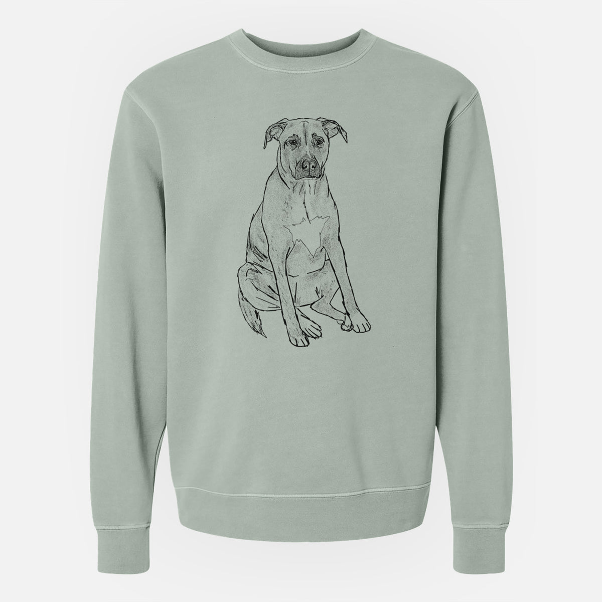 Doodled Riley the Mixed Breed - Unisex Pigment Dyed Crew Sweatshirt