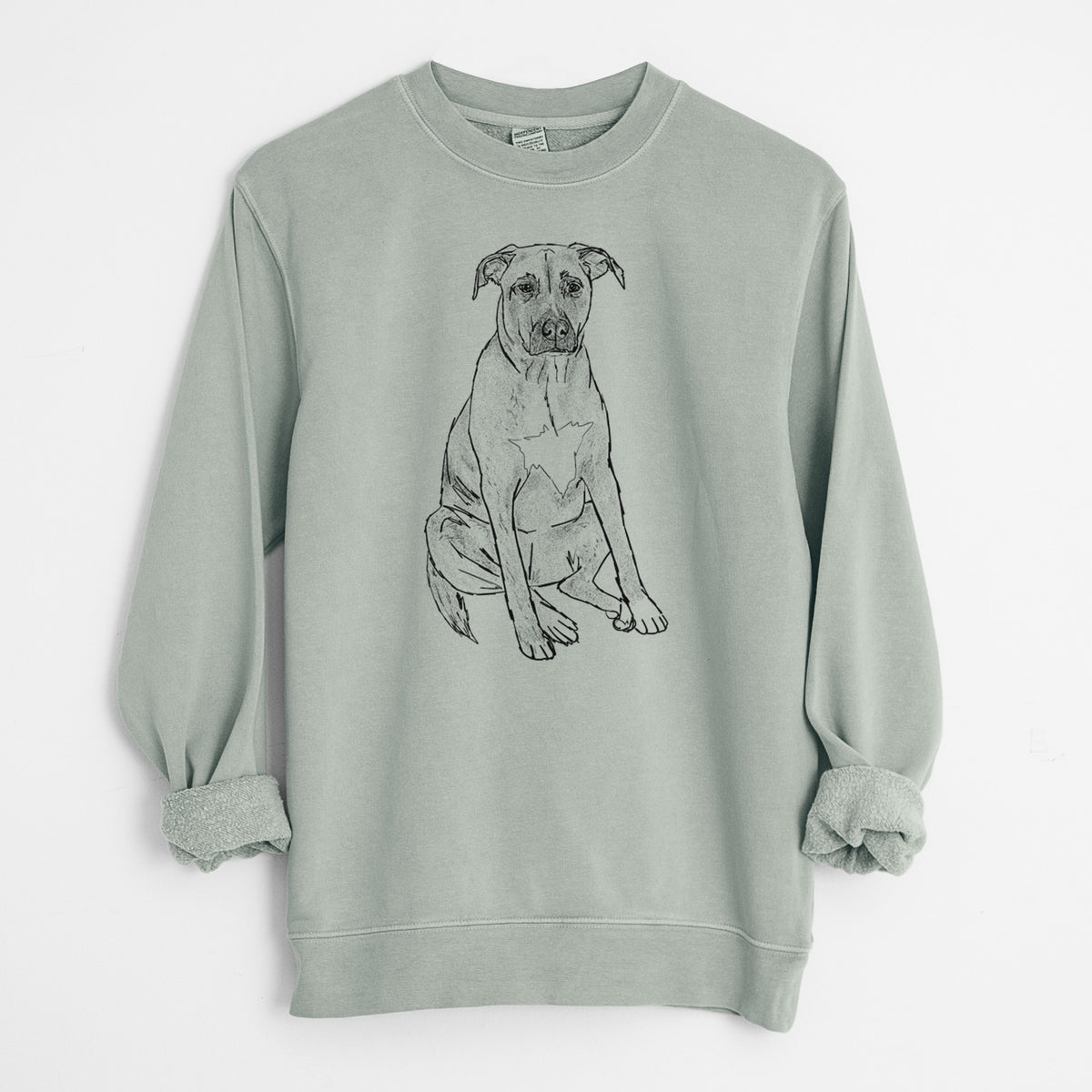 Doodled Riley the Mixed Breed - Unisex Pigment Dyed Crew Sweatshirt
