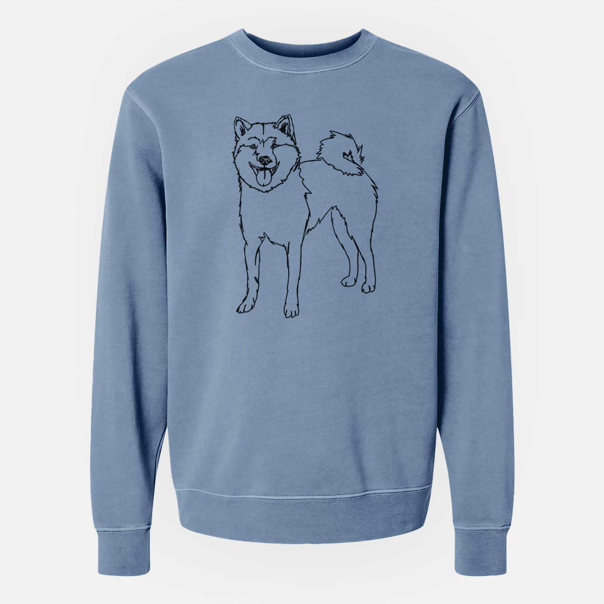 Doodled Rin the Shiba Inu - Unisex Pigment Dyed Crew Sweatshirt