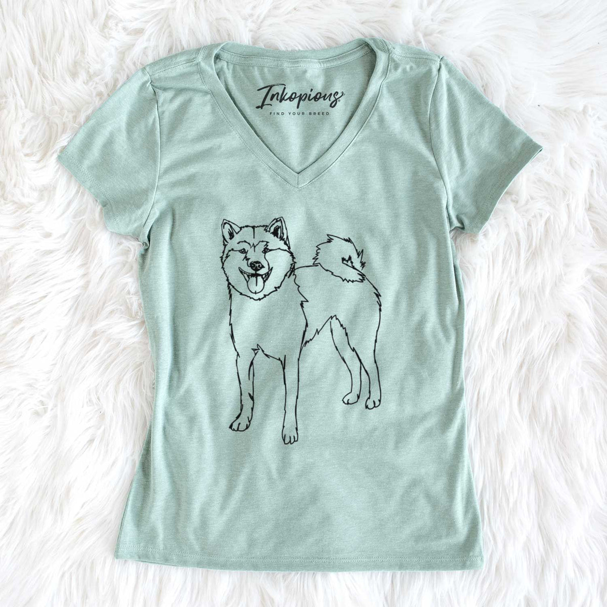 Doodled Rin the Shiba Inu - Women&#39;s V-neck Shirt