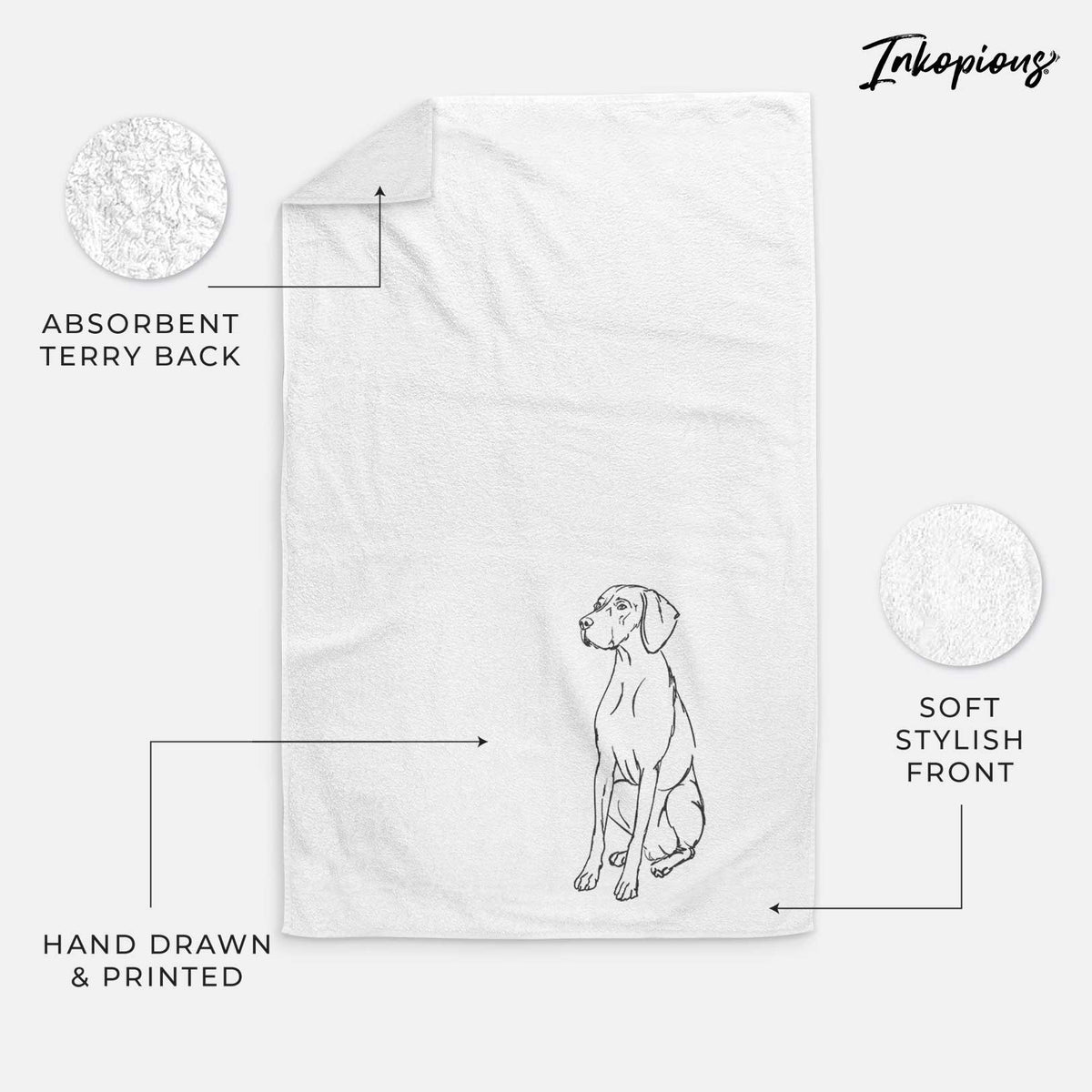 Doodled Rio the Vizsla Decorative Hand Towel