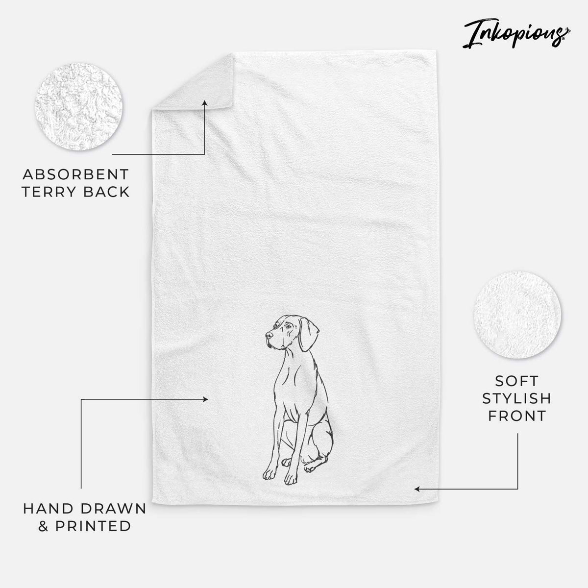 Doodled Rio the Vizsla Decorative Hand Towel