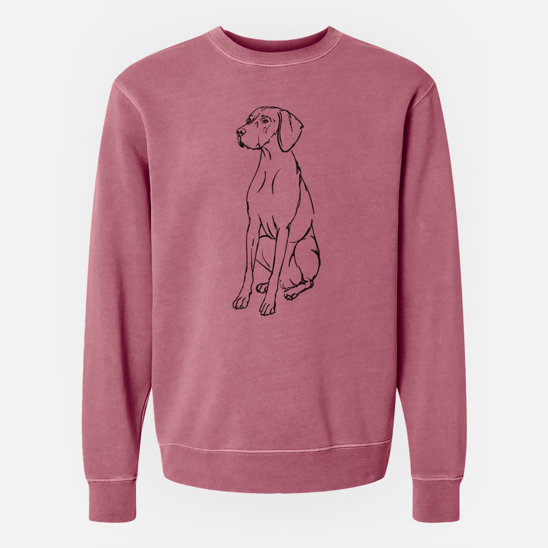 Doodled Rio the Vizsla - Unisex Pigment Dyed Crew Sweatshirt