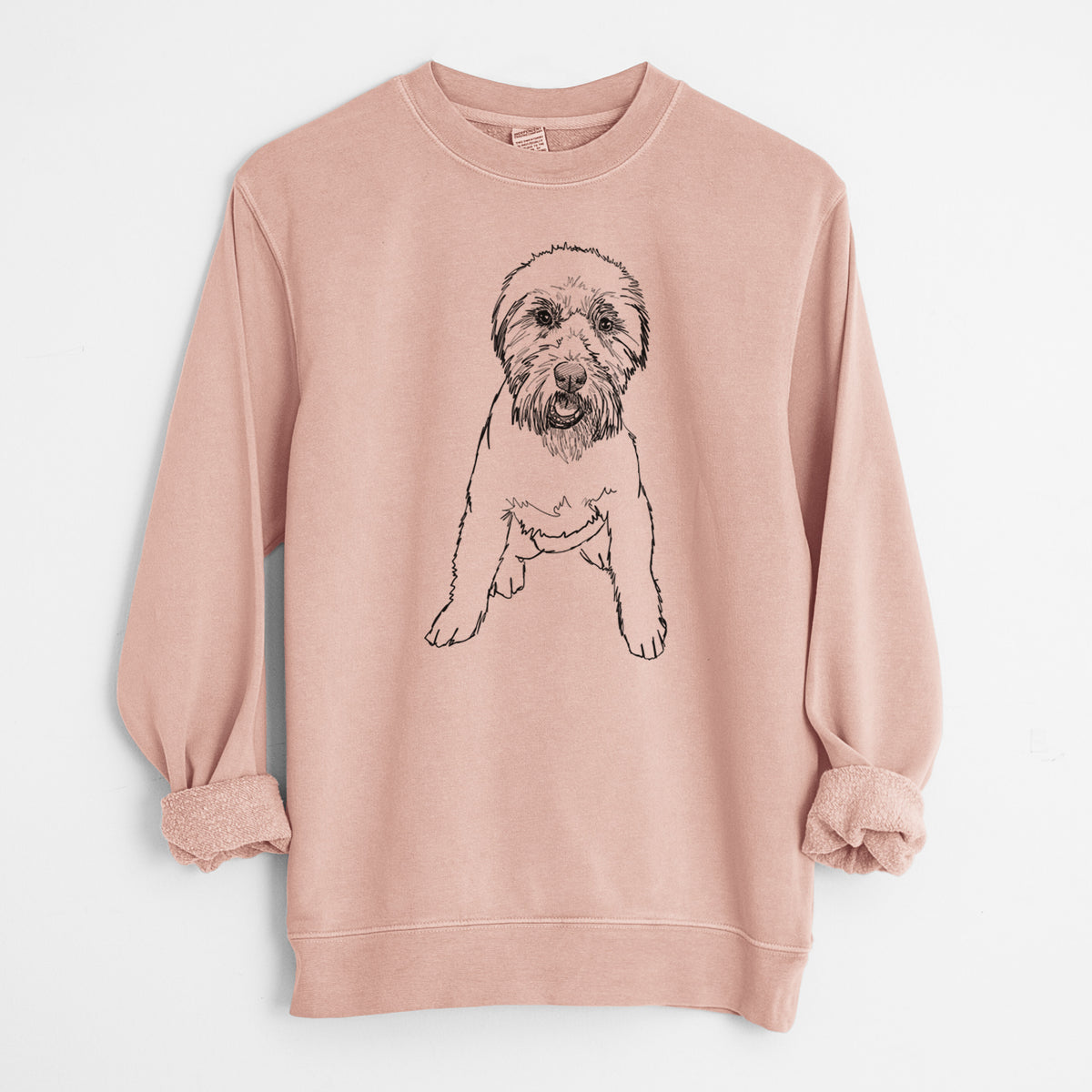 Doodled Riona the Soft Coated Wheaten Terrier - Unisex Pigment Dyed Crew Sweatshirt