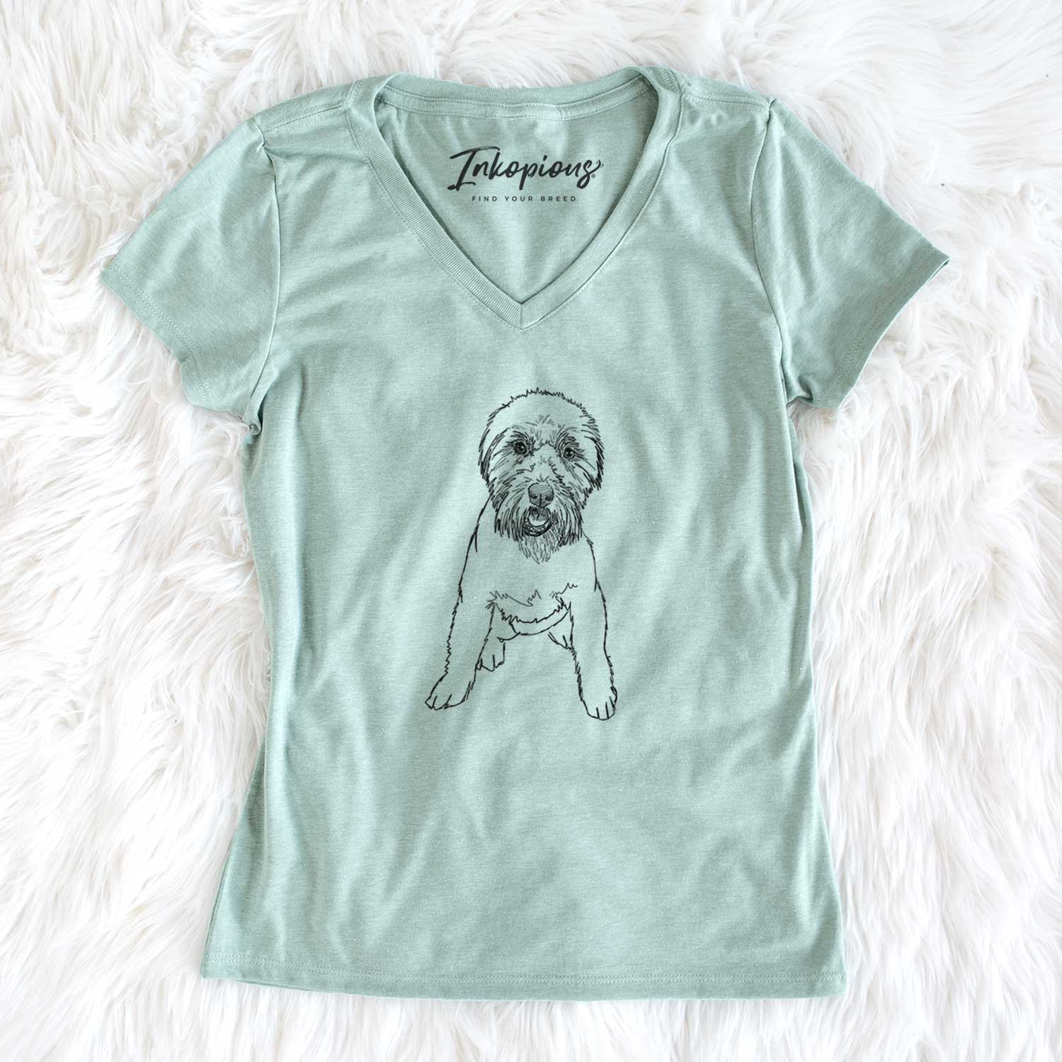 Doodled Riona the Soft Coated Wheaten Terrier - Women's V-neck Shirt
