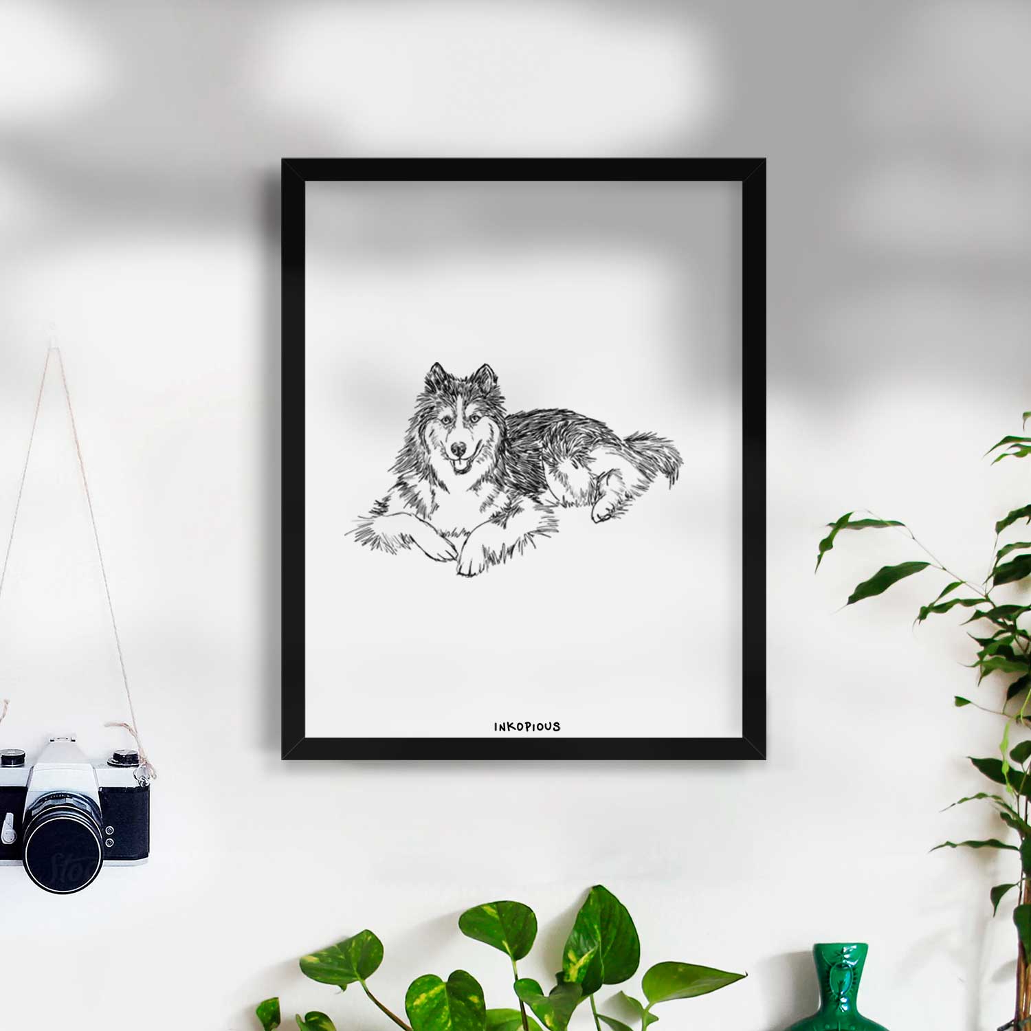 Doodled Ripley the Siberian Husky Art Print