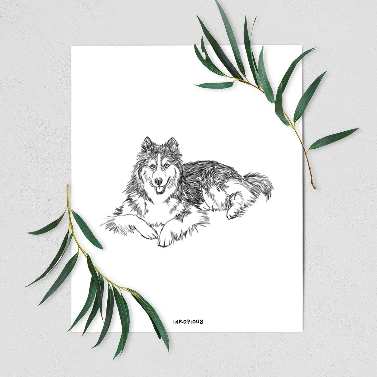 Doodled Ripley the Siberian Husky Art Print