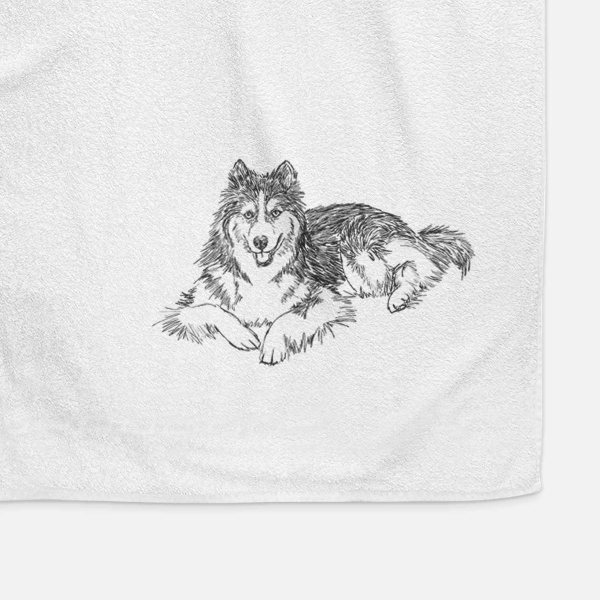 Doodled Ripley the Siberian Husky Decorative Hand Towel