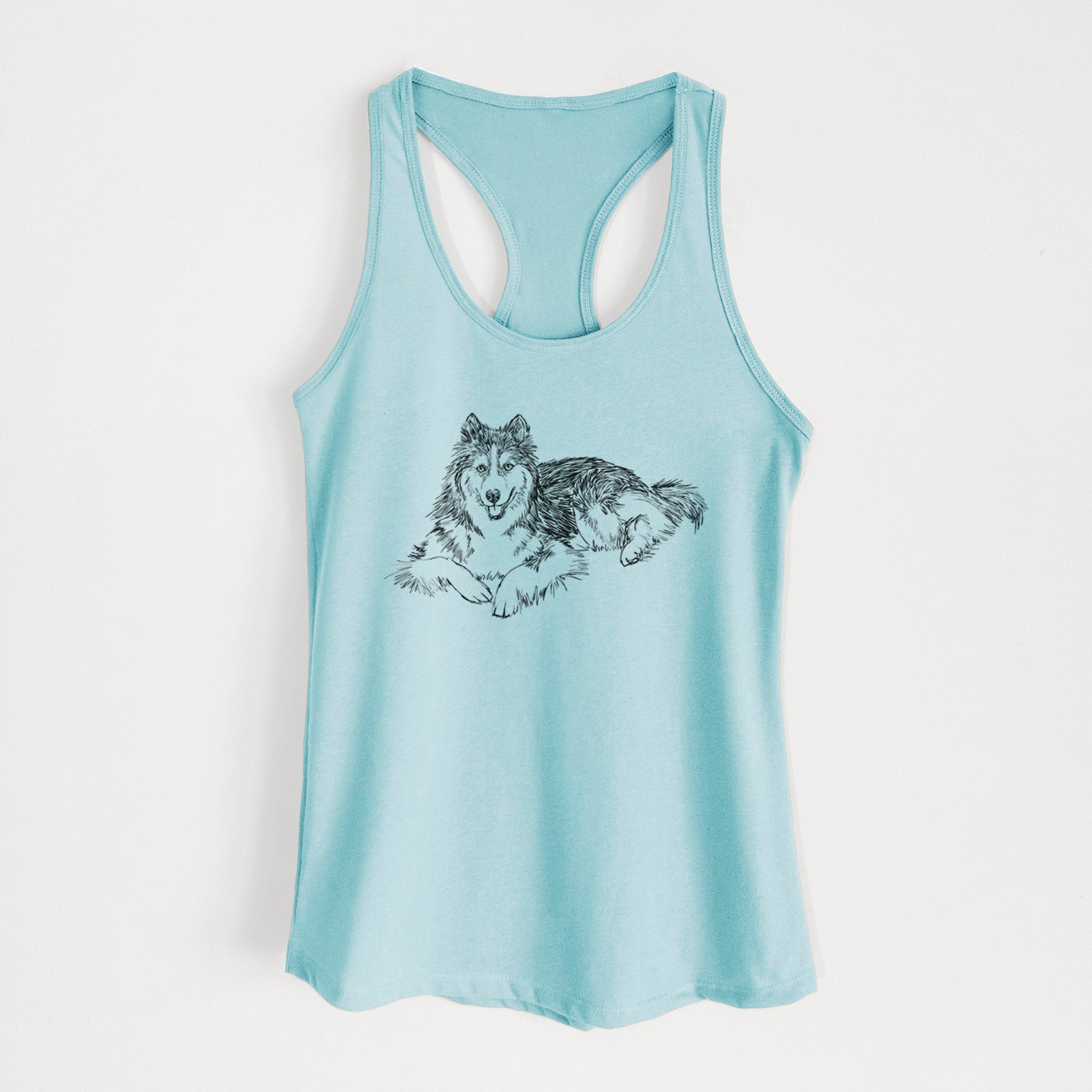 Doodled Ripley the Siberian Husky - Women's Racerback Tanktop