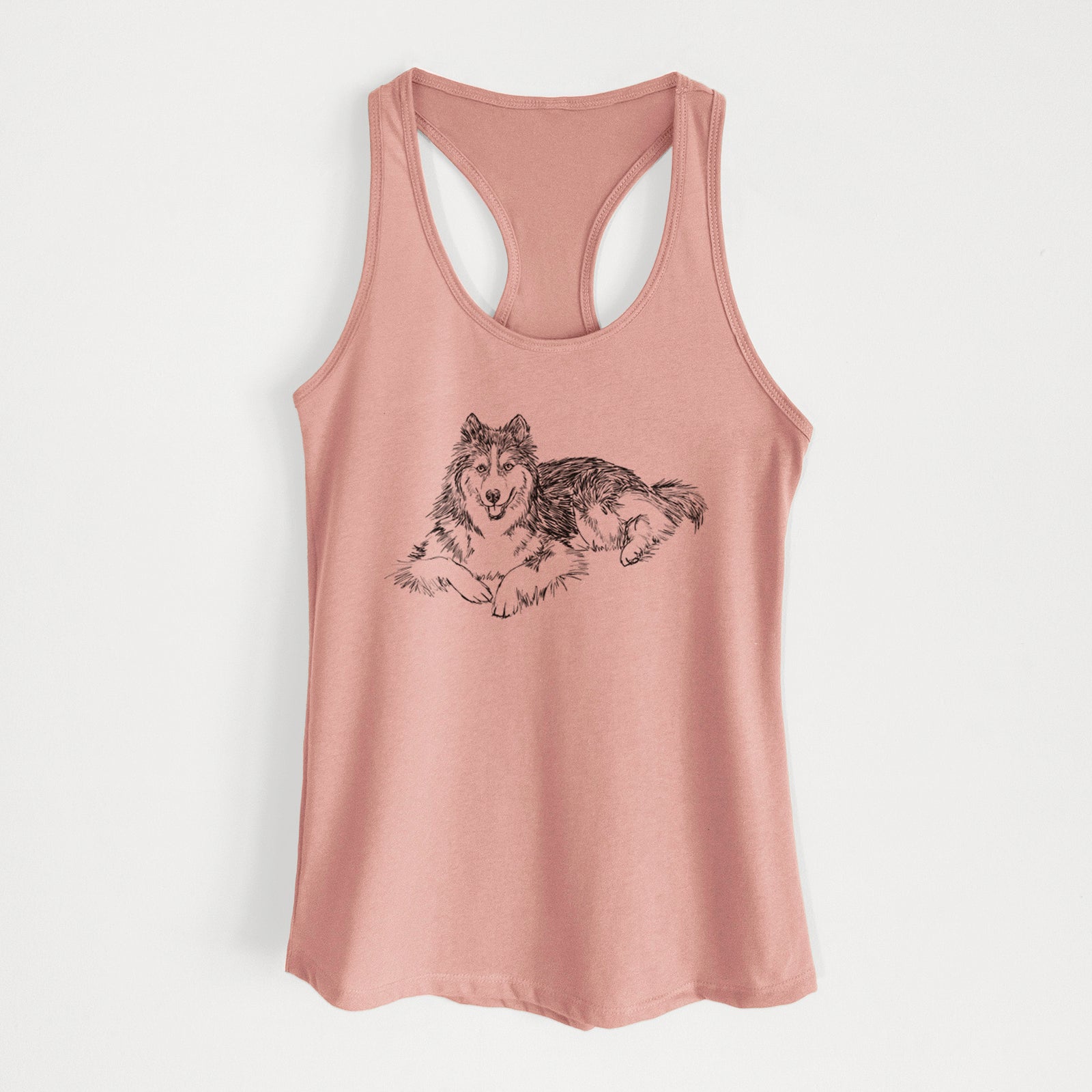 Doodled Ripley the Siberian Husky - Women's Racerback Tanktop