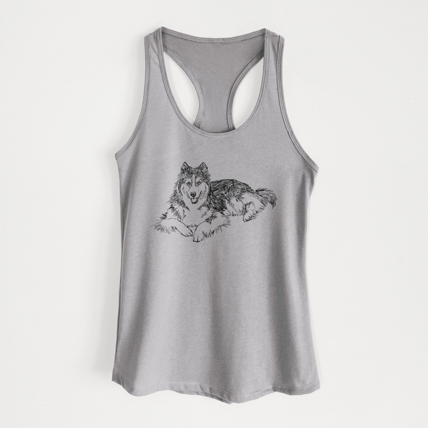 Doodled Ripley the Siberian Husky - Women's Racerback Tanktop