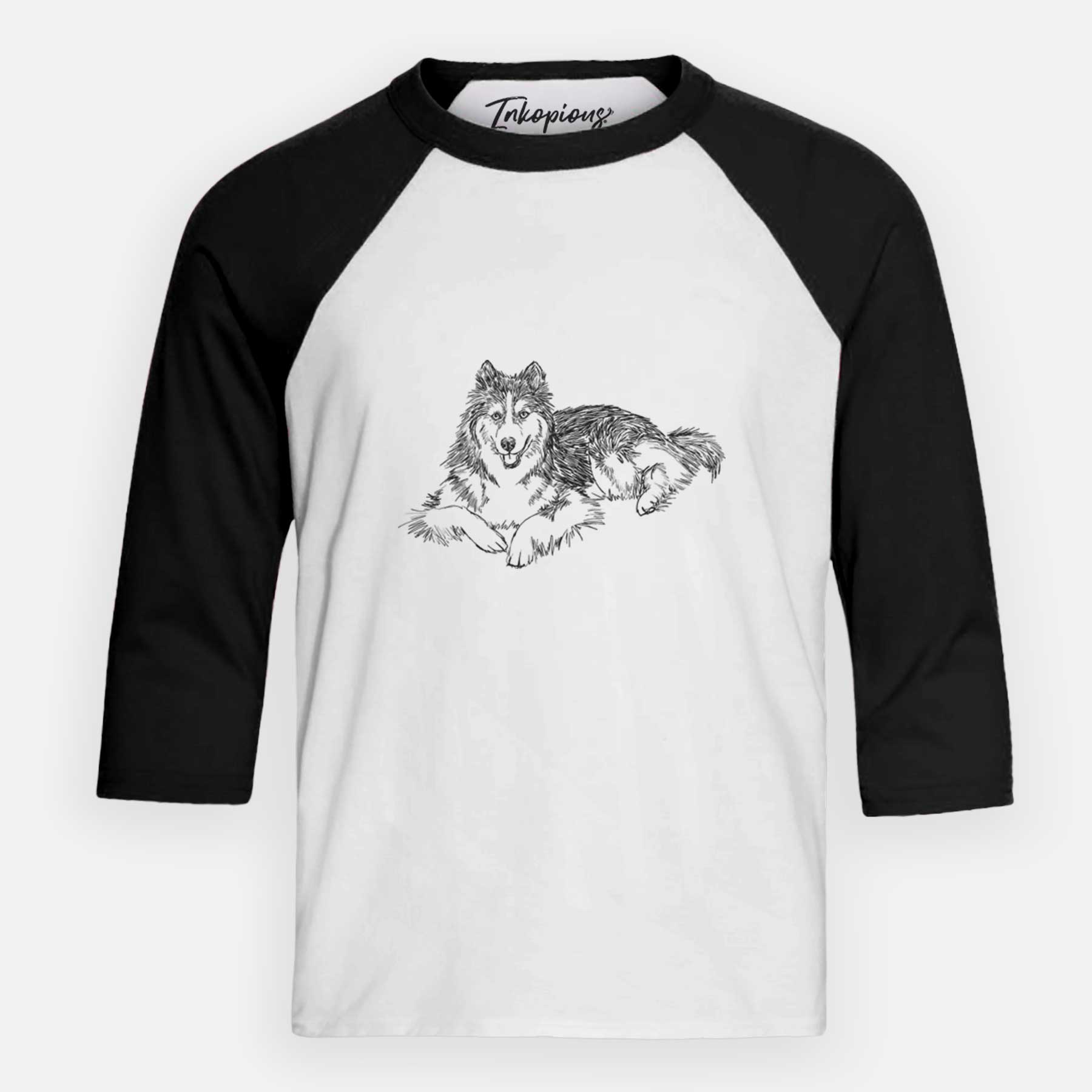 Doodled Ripley the Siberian Husky - Youth 3/4 Long Sleeve