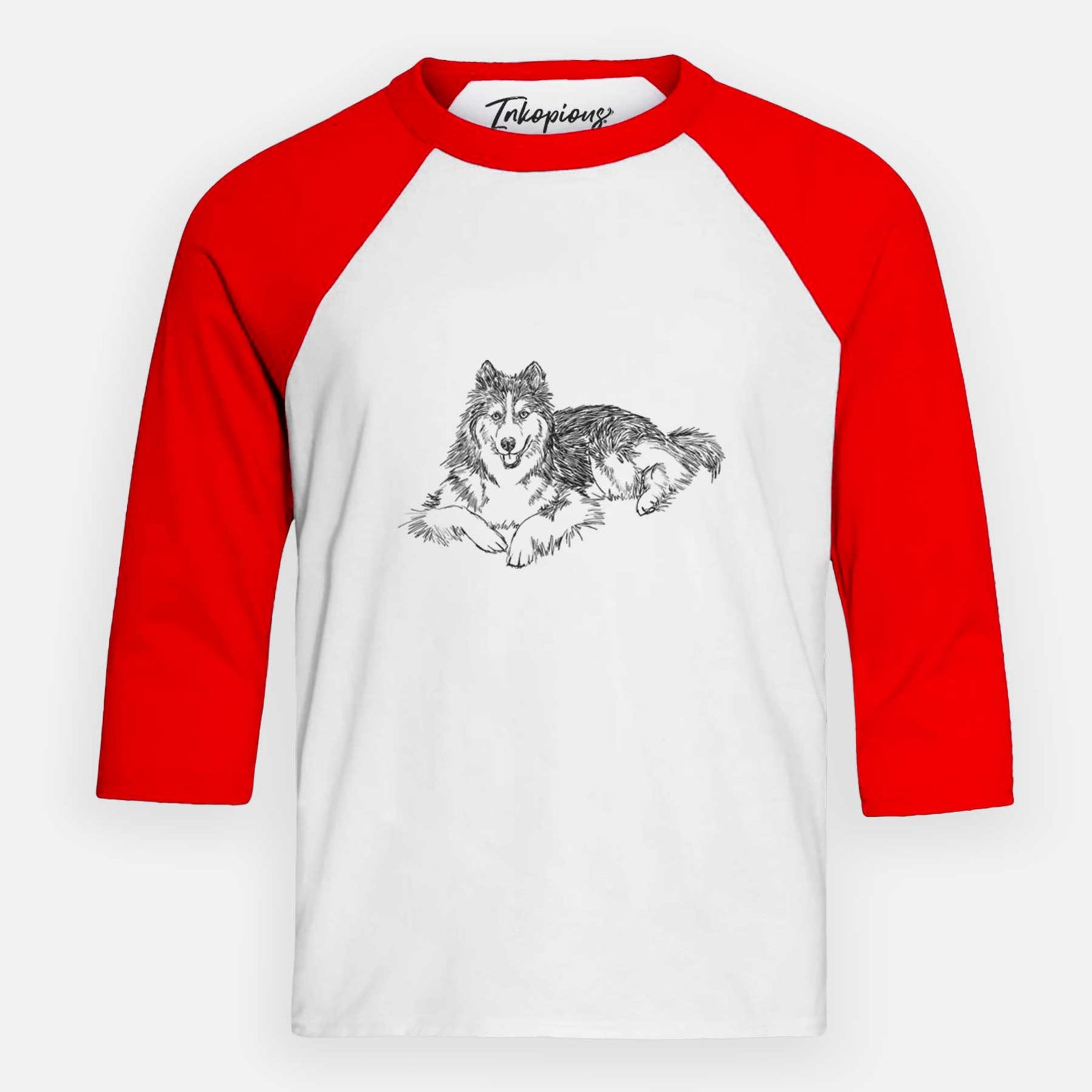 Doodled Ripley the Siberian Husky - Youth 3/4 Long Sleeve