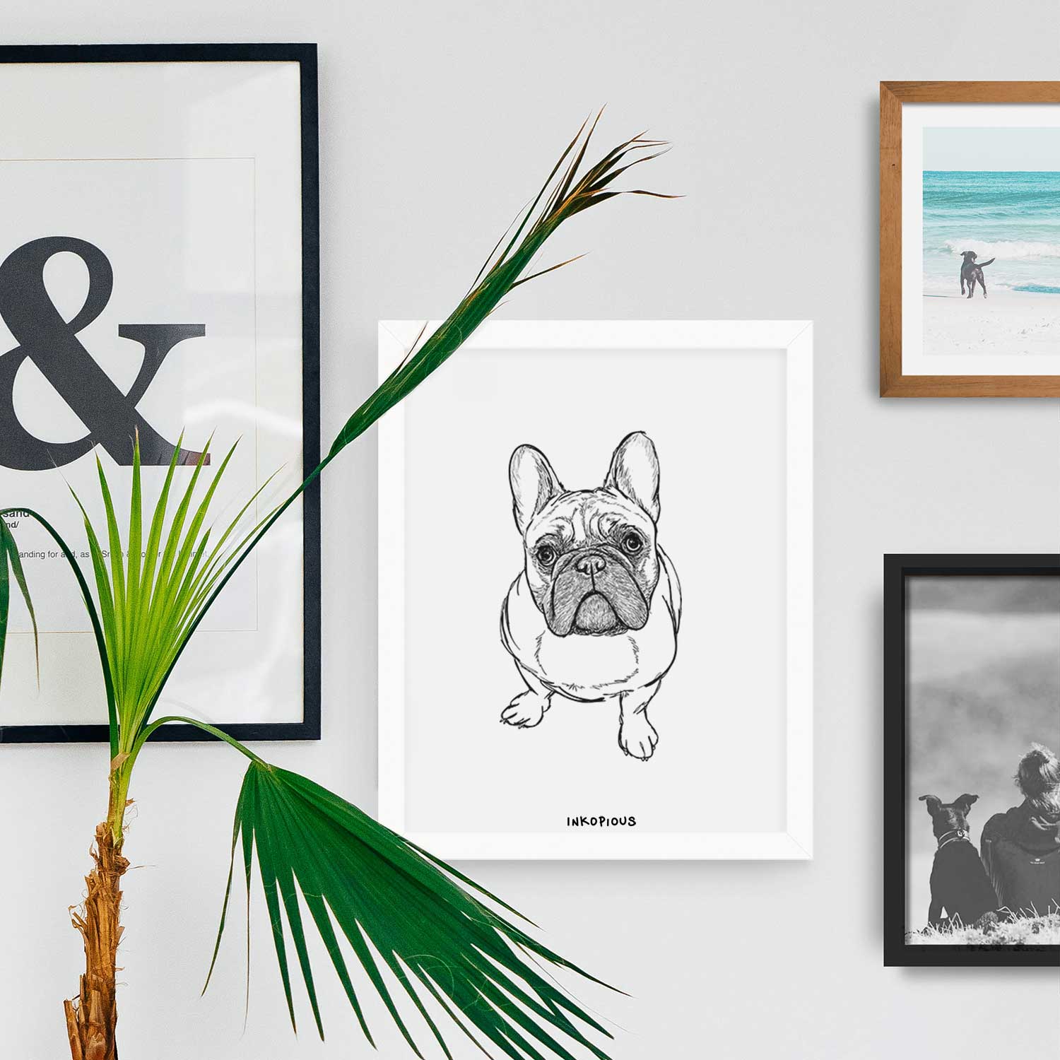 Doodled River the French Bulldog Art Print