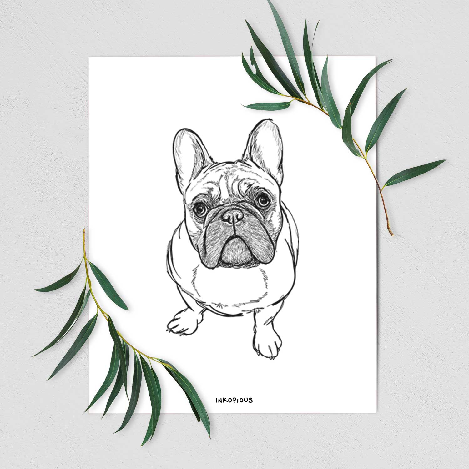 Doodled River the French Bulldog Art Print