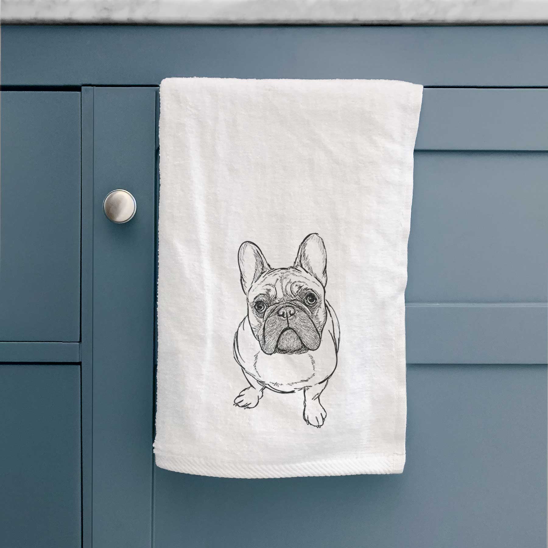 Doodled River the French Bulldog Decorative Hand Towel