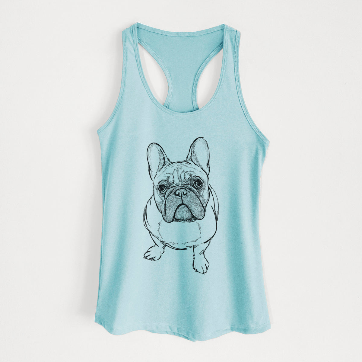 Doodled River the French Bulldog - Women&#39;s Racerback Tanktop