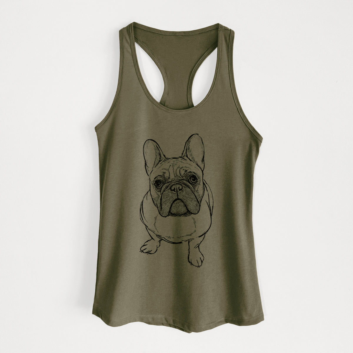 Doodled River the French Bulldog - Women's Racerback Tanktop