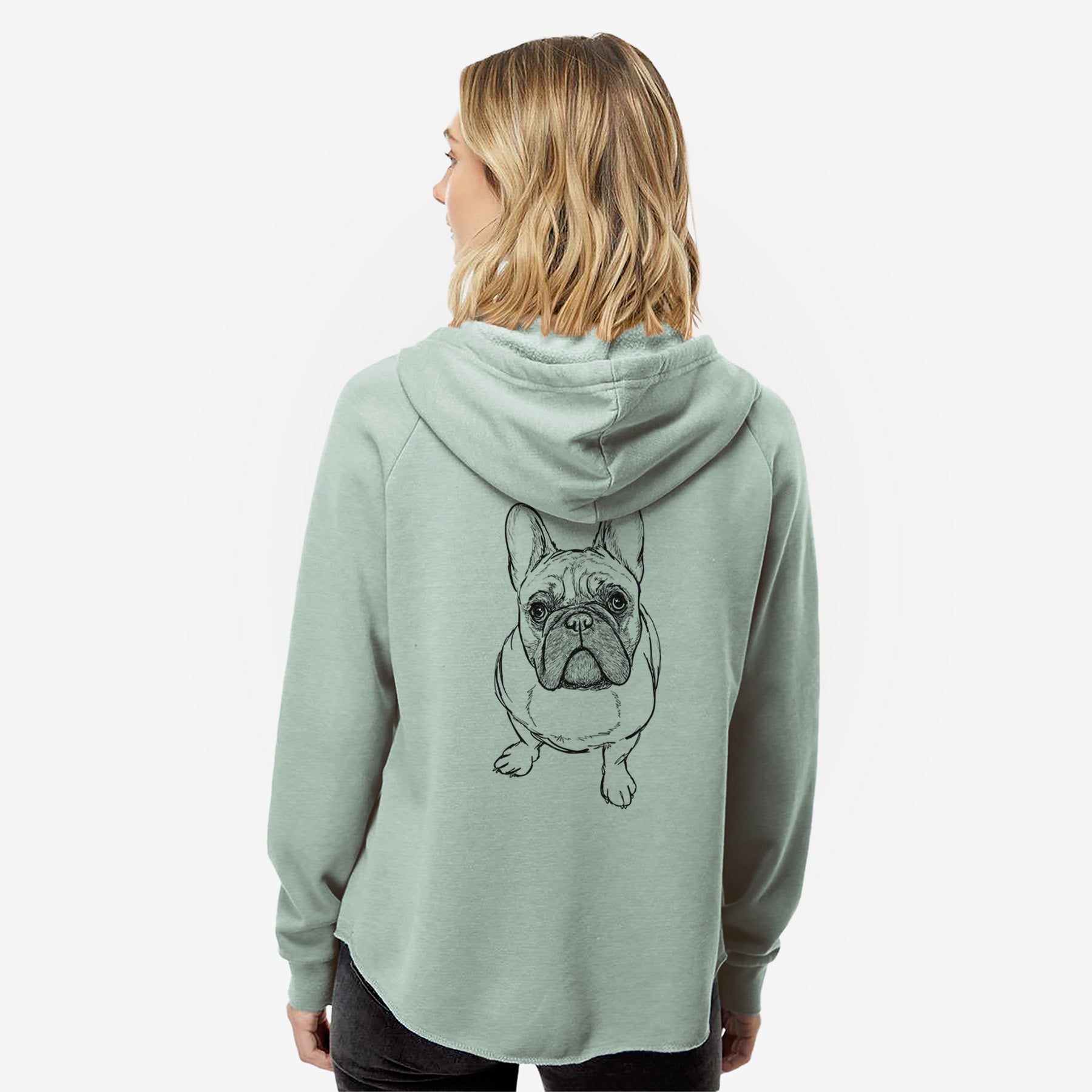 Doodled River the French Bulldog - Women's Cali Wave Zip-Up Sweatshirt