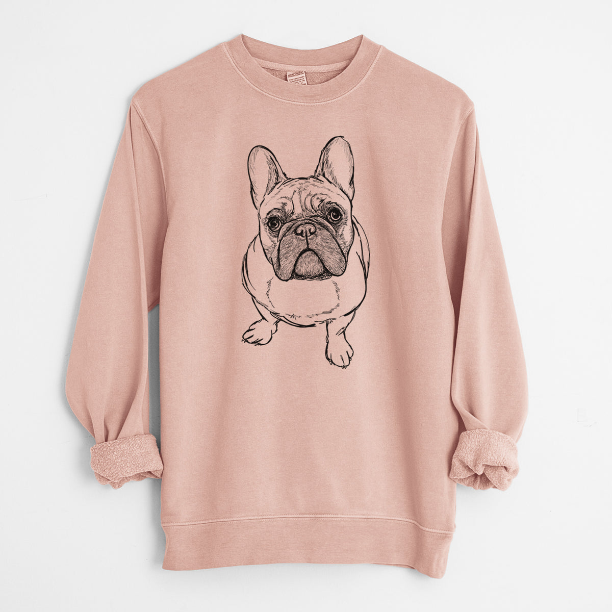 Doodled River the French Bulldog - Unisex Pigment Dyed Crew Sweatshirt