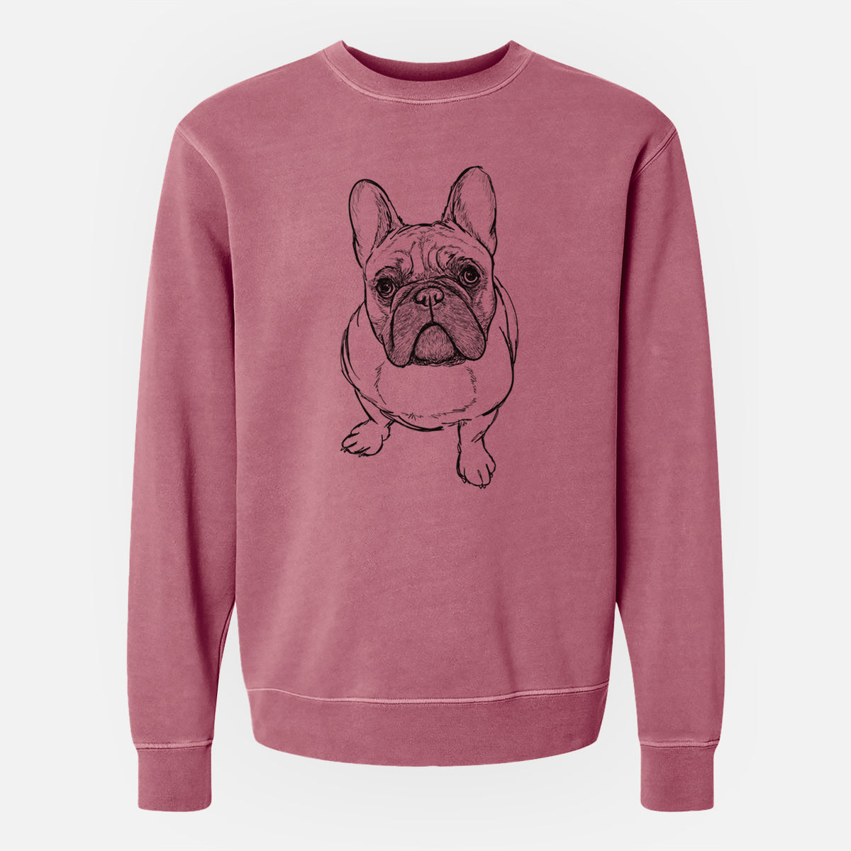 Doodled River the French Bulldog - Unisex Pigment Dyed Crew Sweatshirt