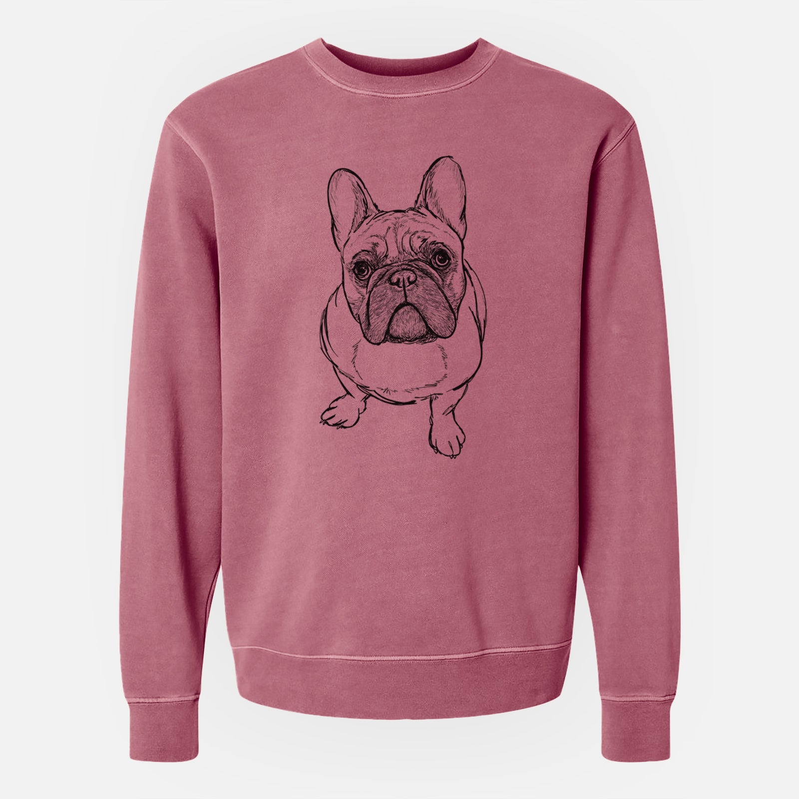 Doodled River the French Bulldog - Unisex Pigment Dyed Crew Sweatshirt