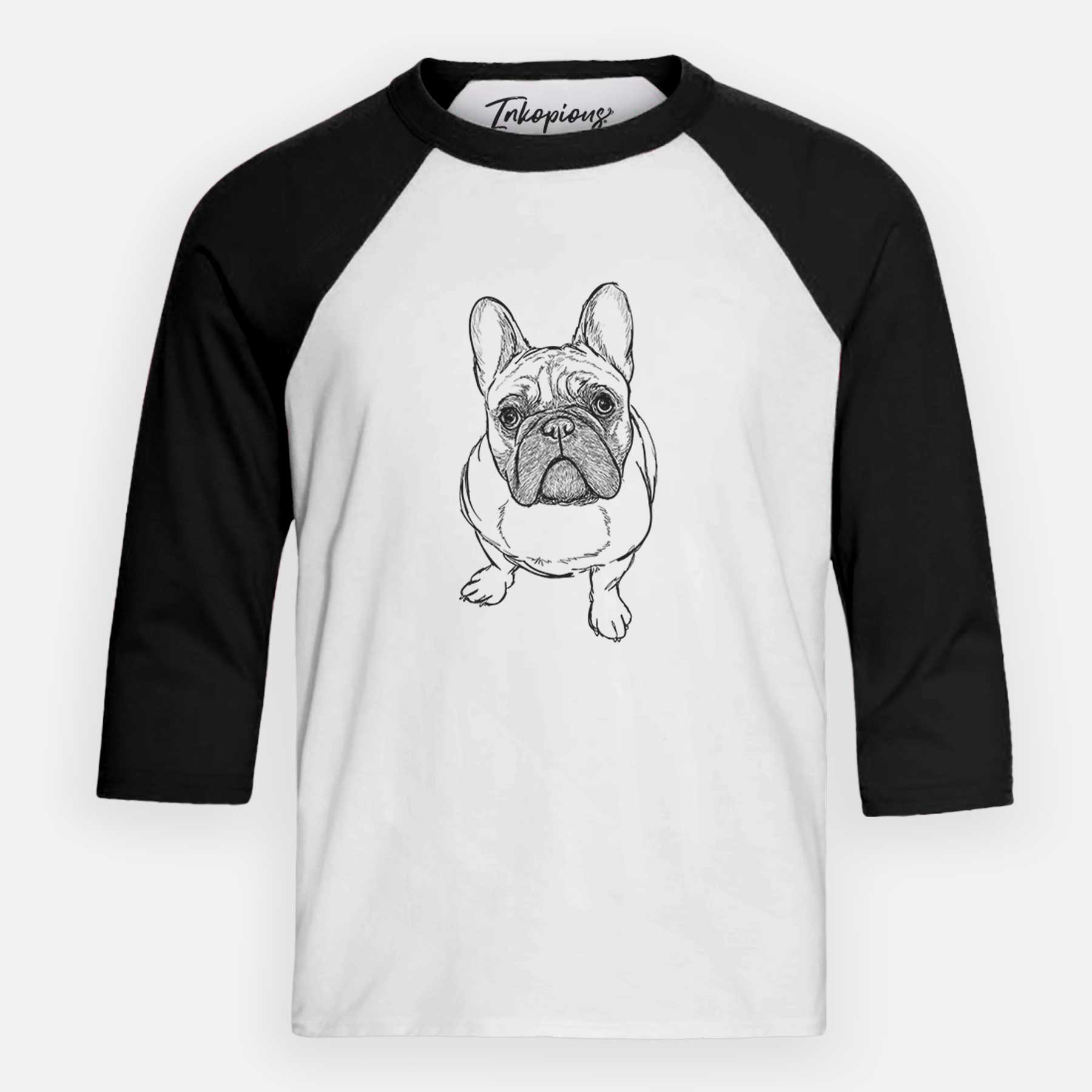 Doodled River the French Bulldog - Youth 3/4 Long Sleeve