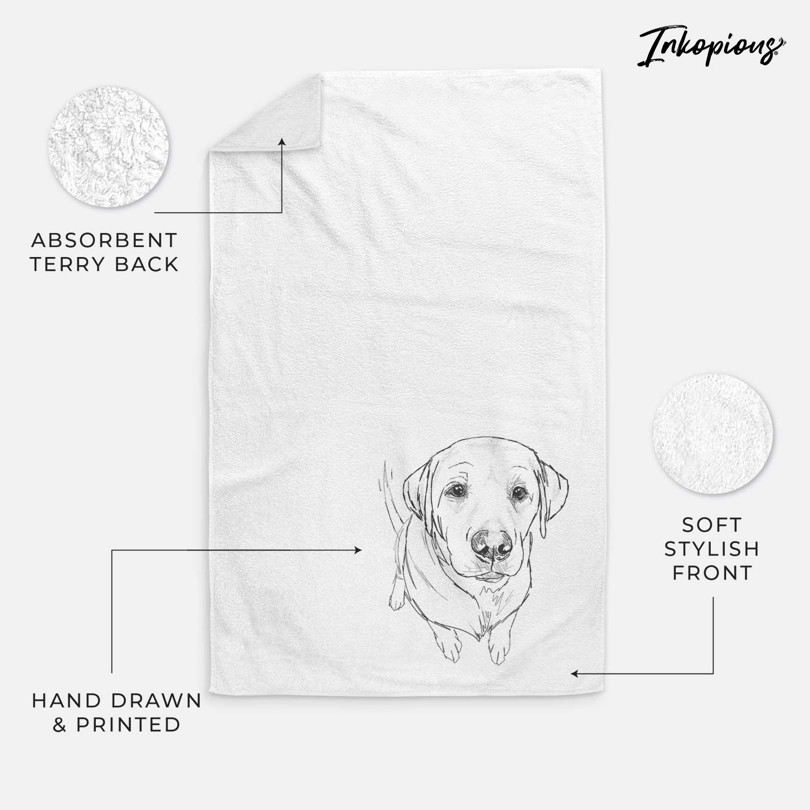 Doodled Rizzo the Labrador Retriever Decorative Hand Towel