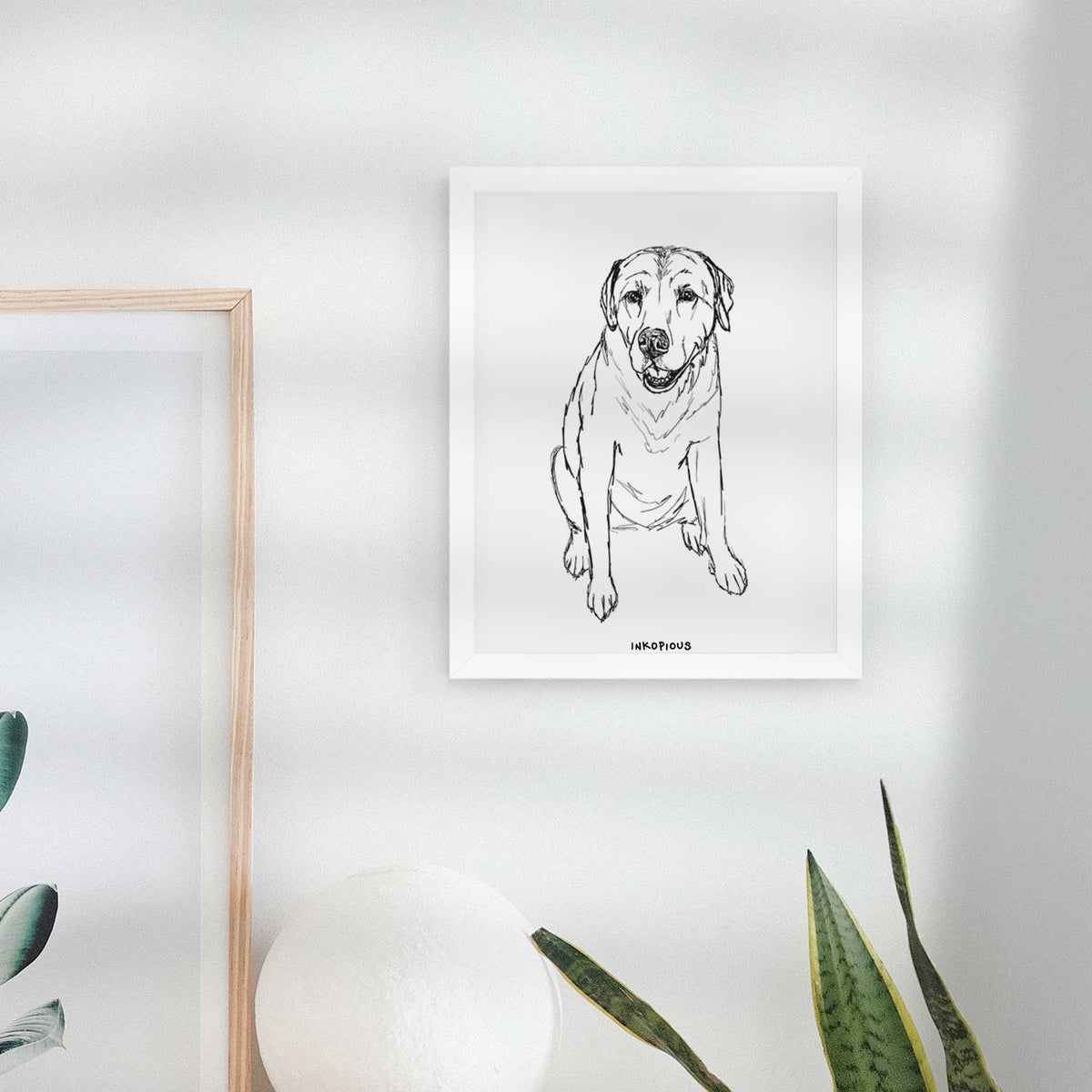 Doodled Rocky the Yellow Lab Art Print