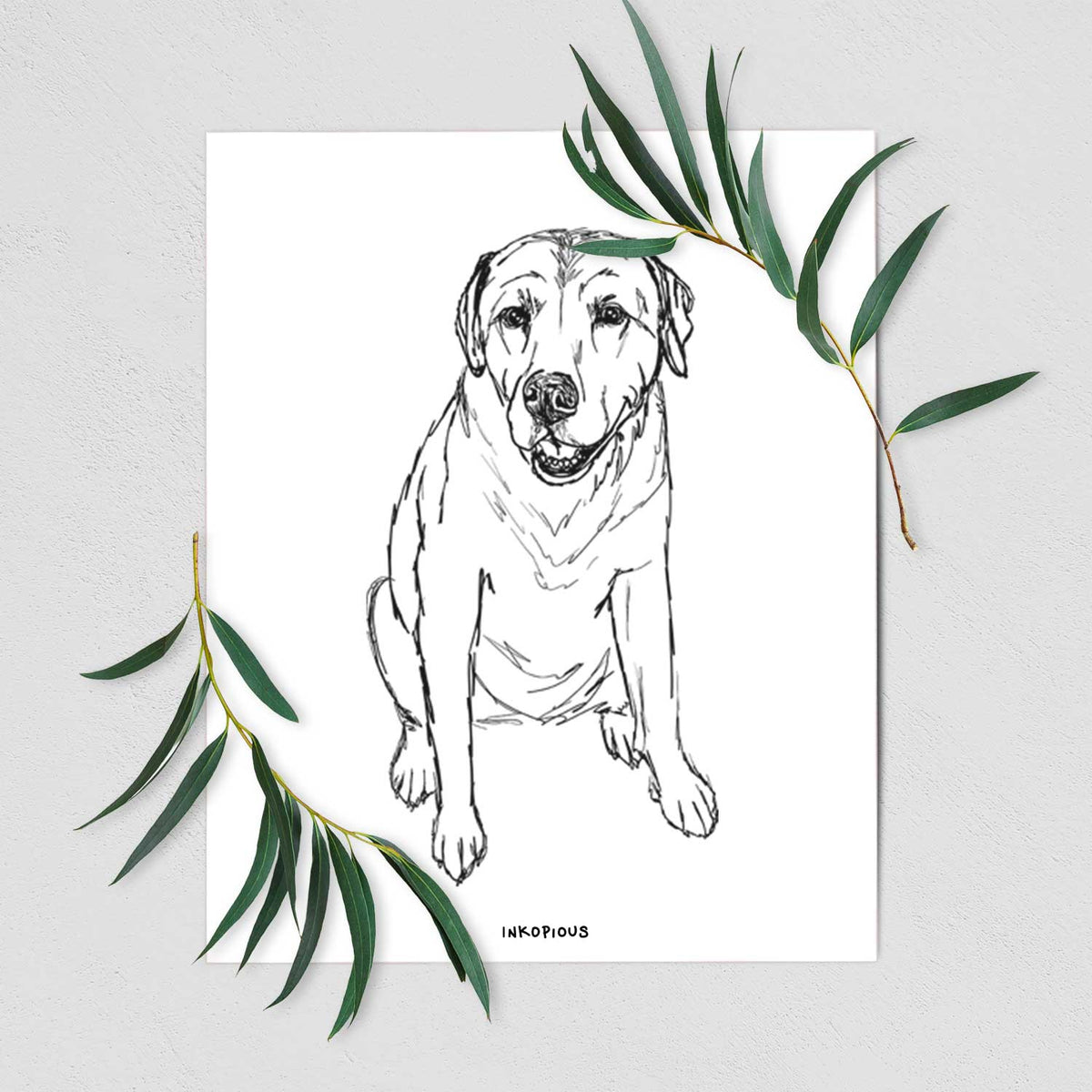Doodled Rocky the Yellow Lab Art Print