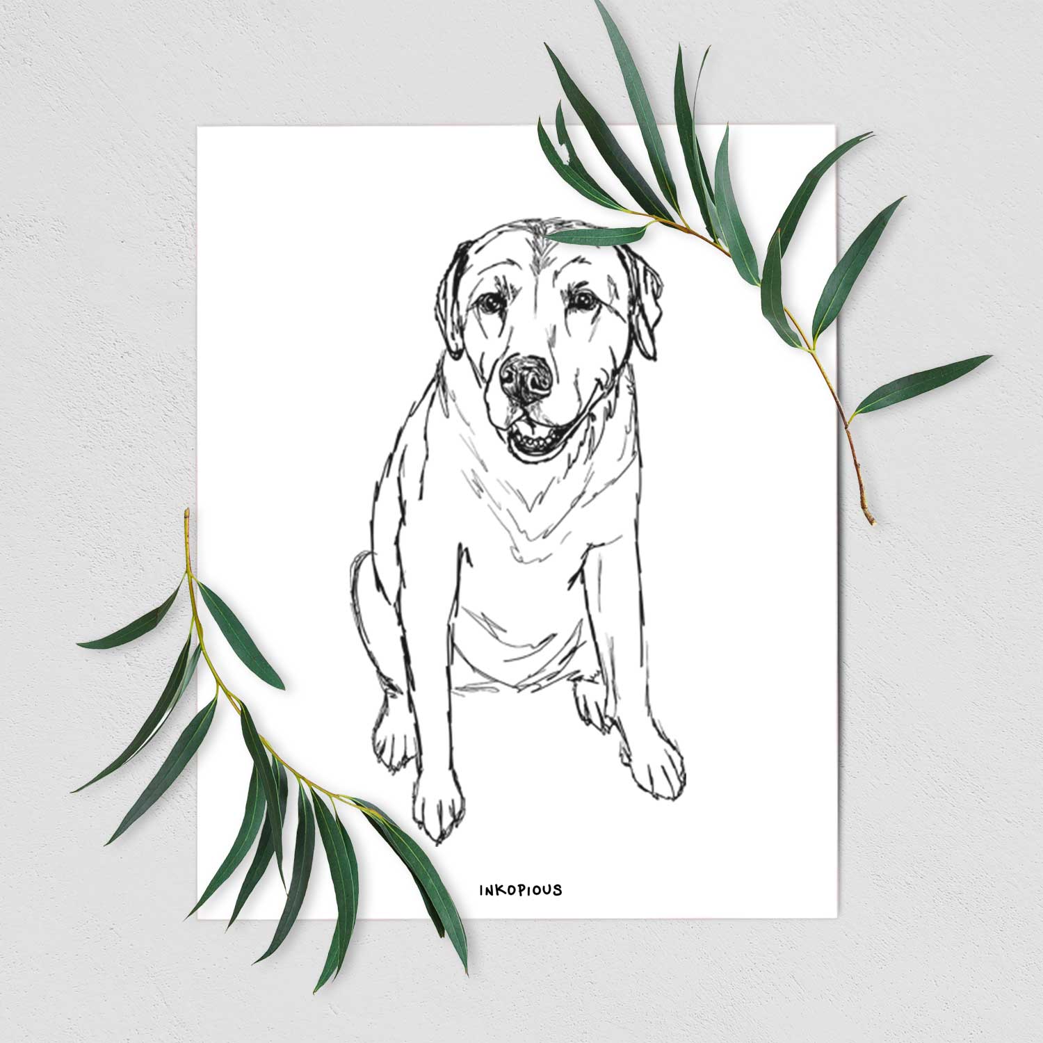 Doodled Rocky the Yellow Lab Art Print