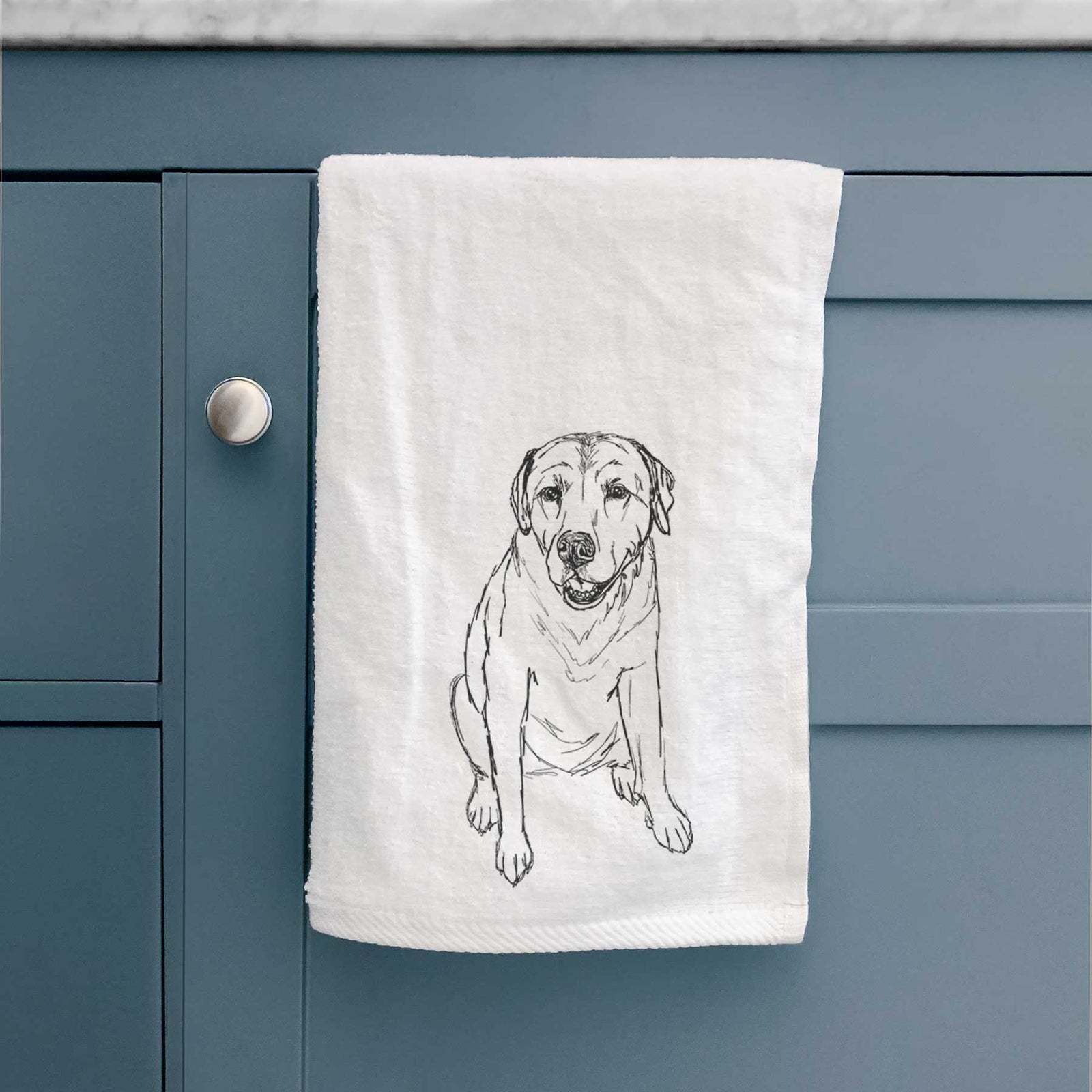 Doodled Rocky the Yellow Lab Decorative Hand Towel