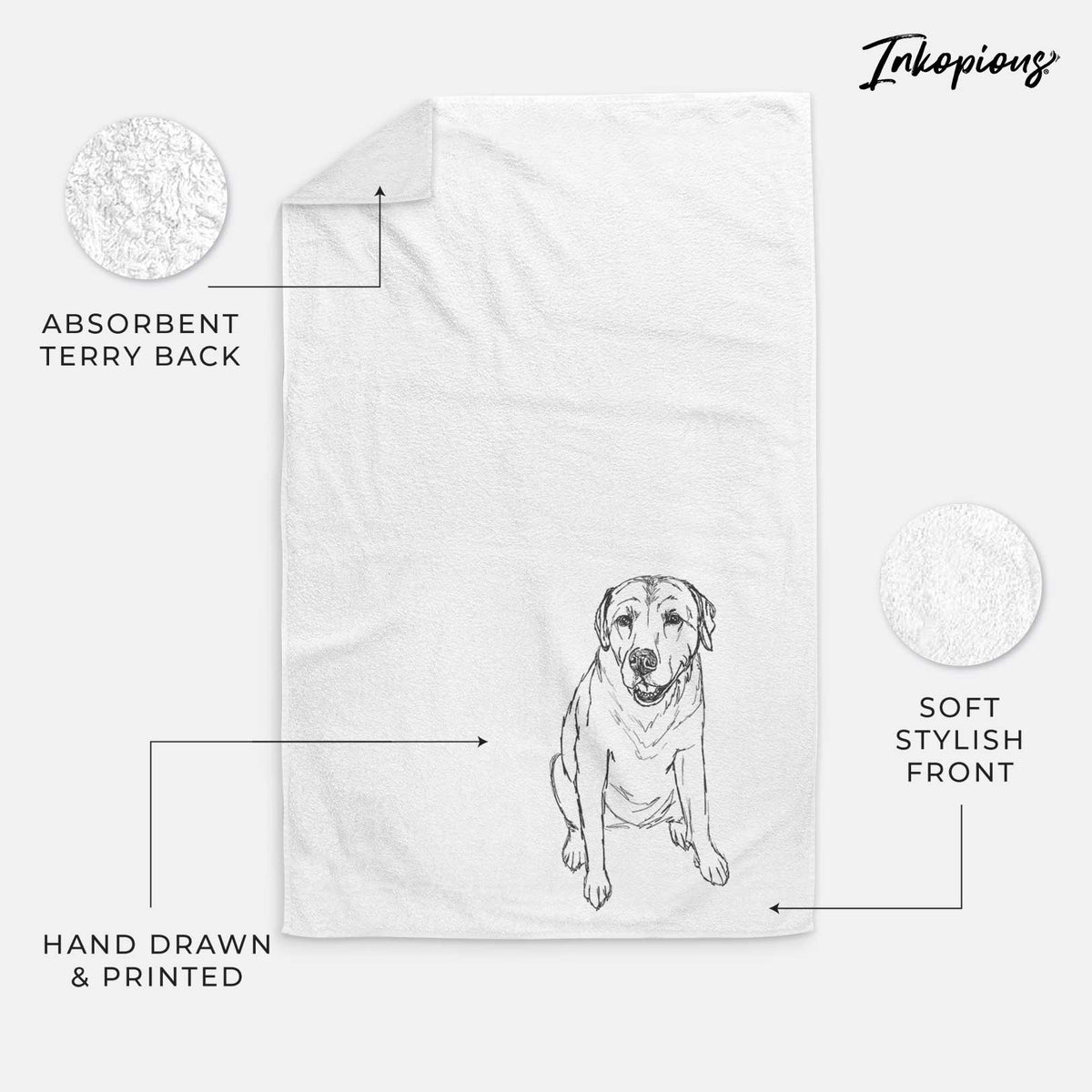 Doodled Rocky the Yellow Lab Decorative Hand Towel