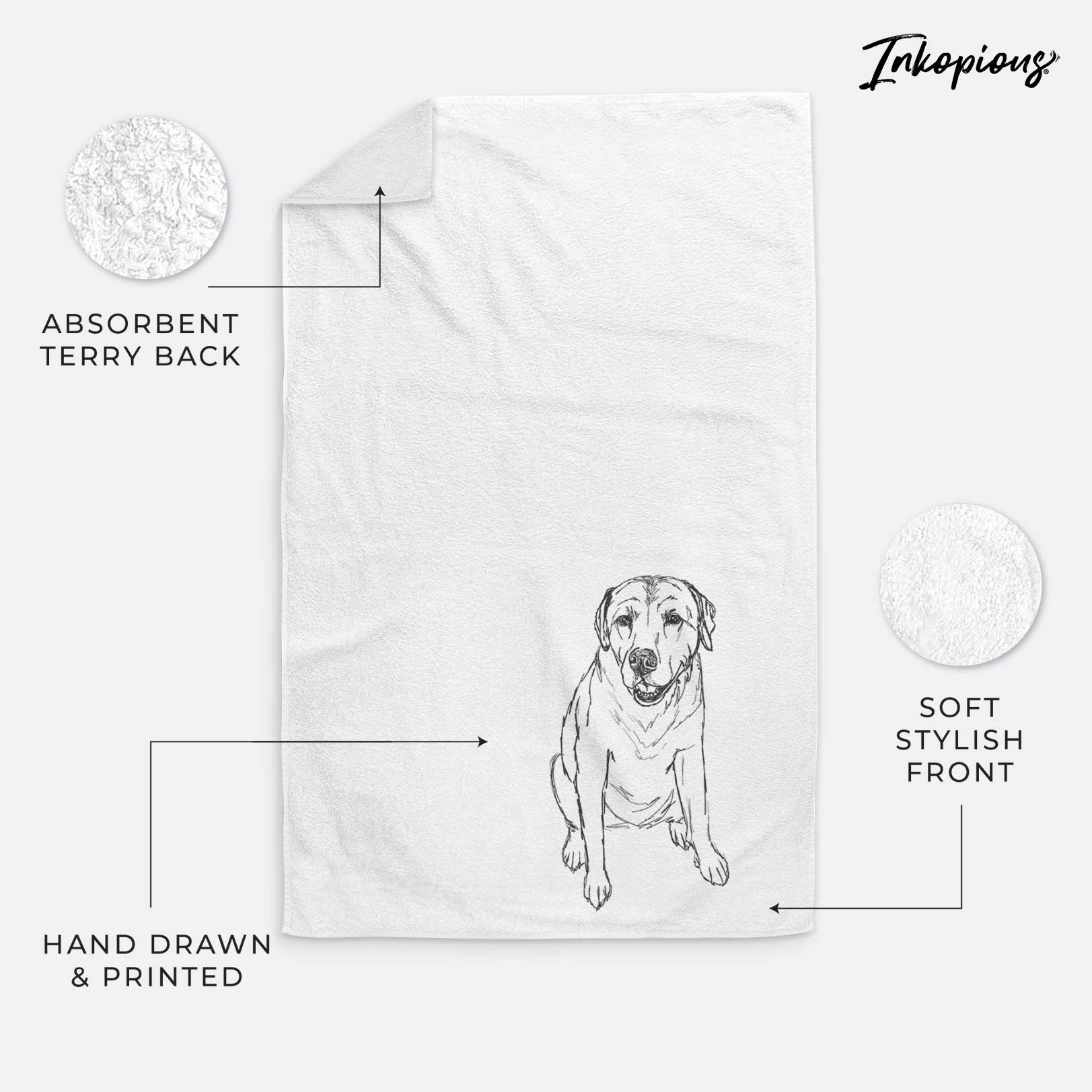 Doodled Rocky the Yellow Lab Decorative Hand Towel