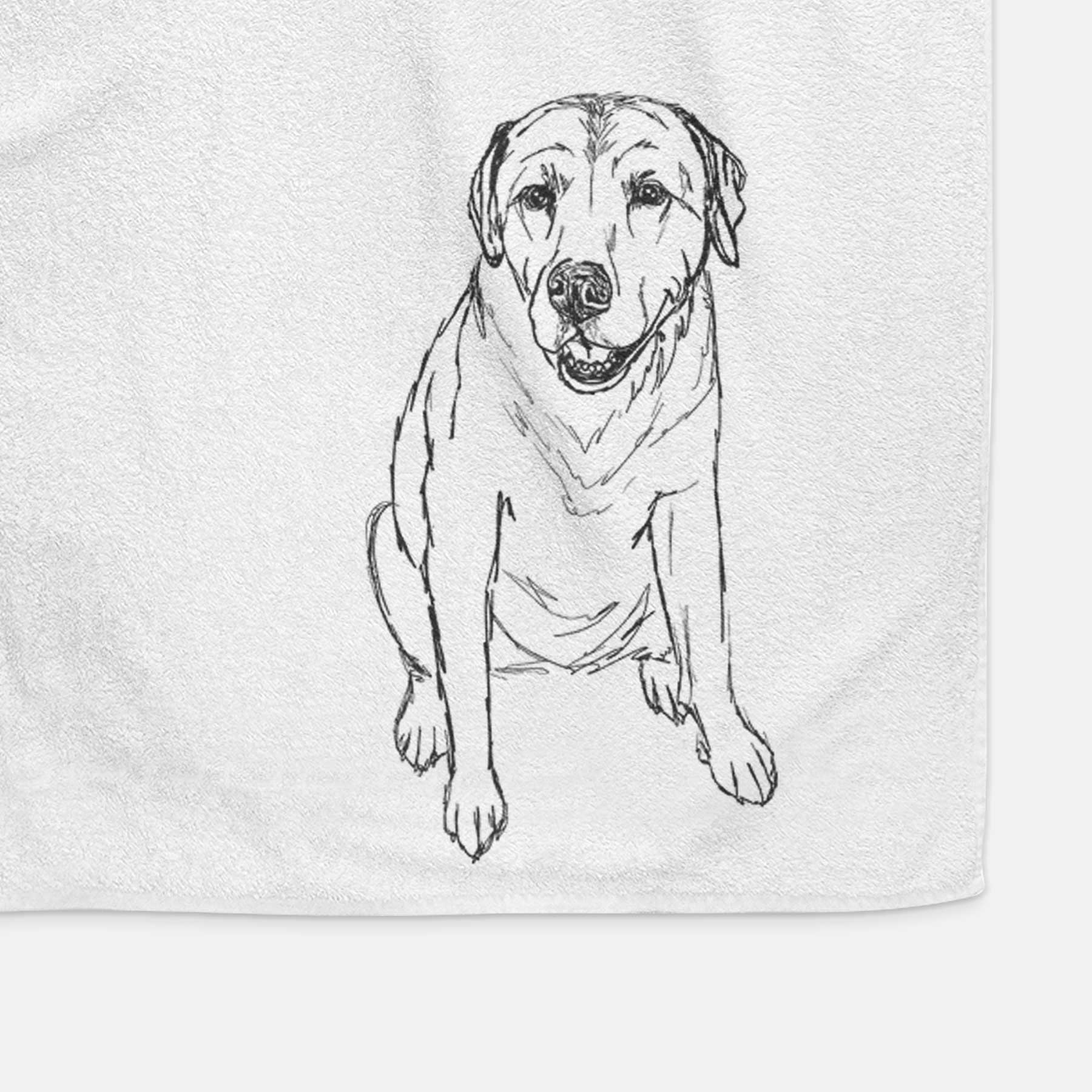 Doodled Rocky the Yellow Lab Decorative Hand Towel