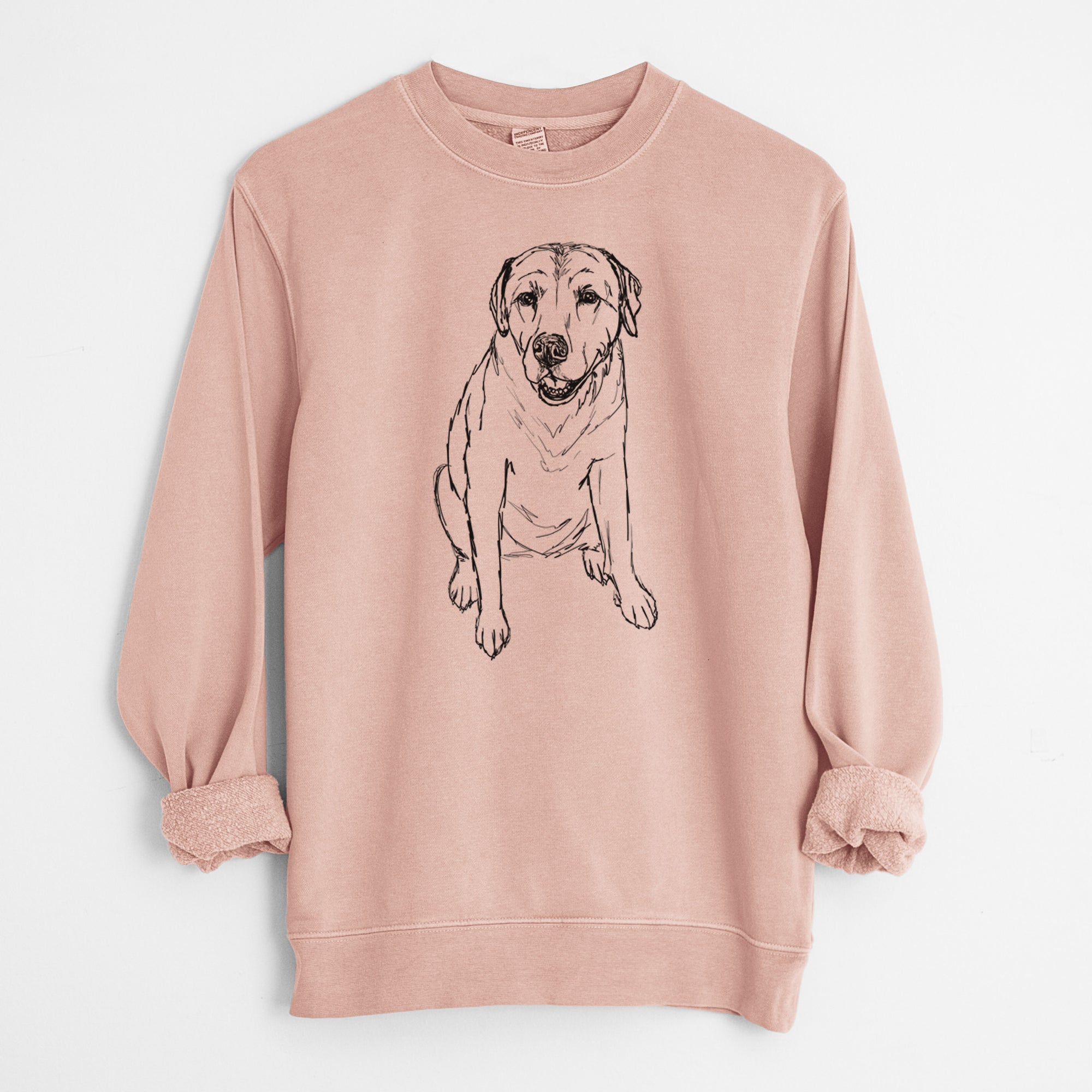 Doodled Rocky the Yellow Lab - Unisex Pigment Dyed Crew Sweatshirt