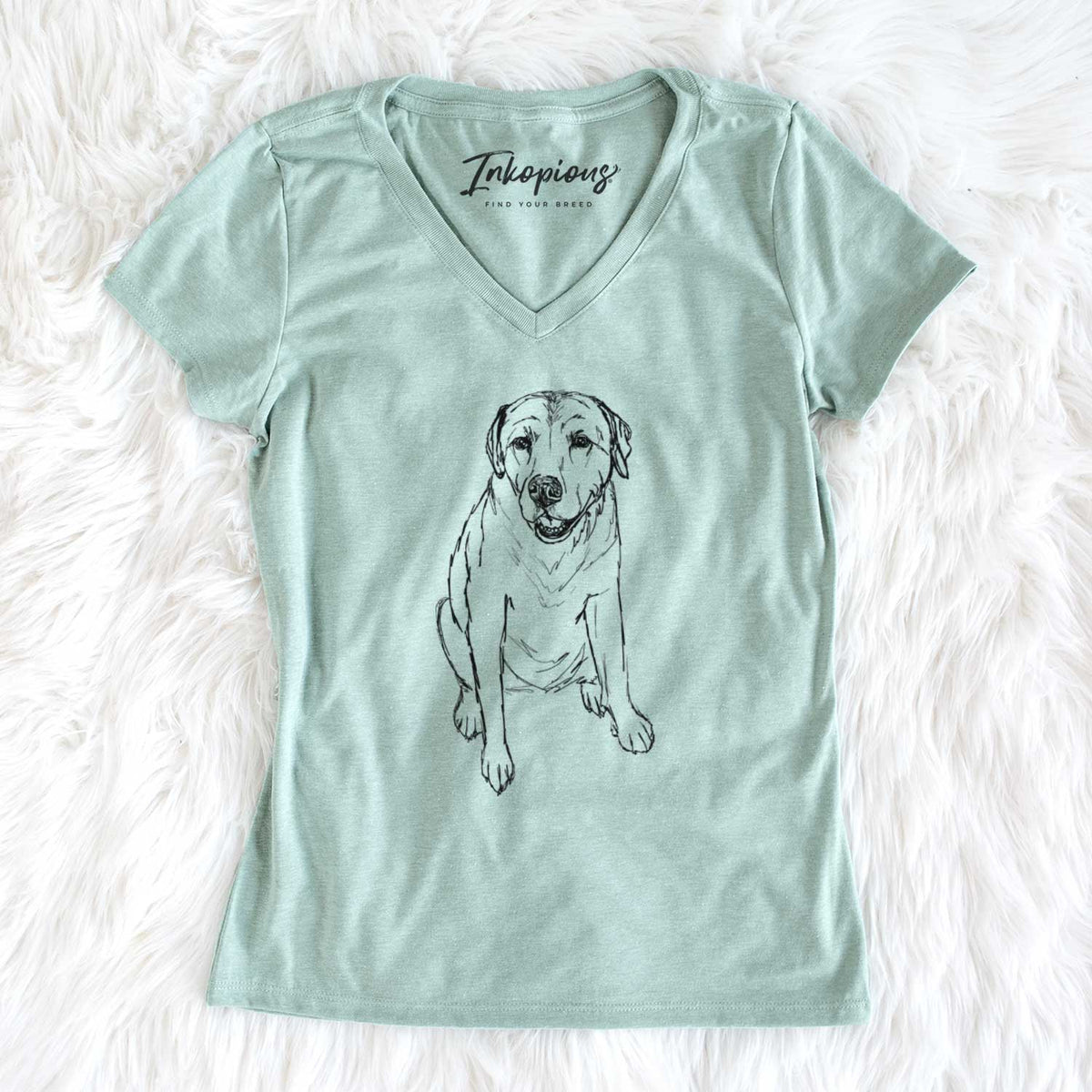 Doodled Rocky the Yellow Lab - Women's V-neck Shirt