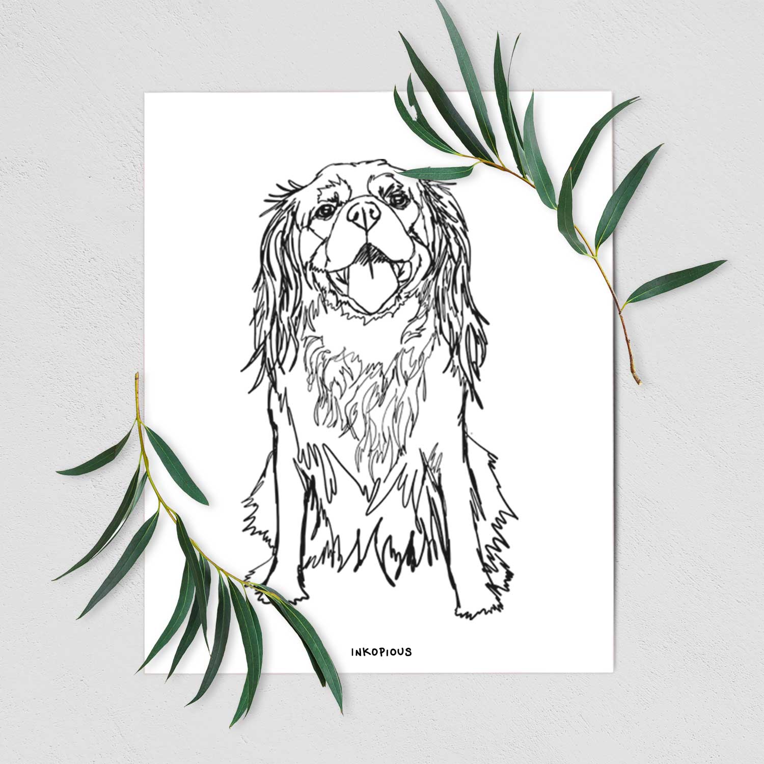 Doodled Roo the Cavalier King Charles Spaniel Art Print