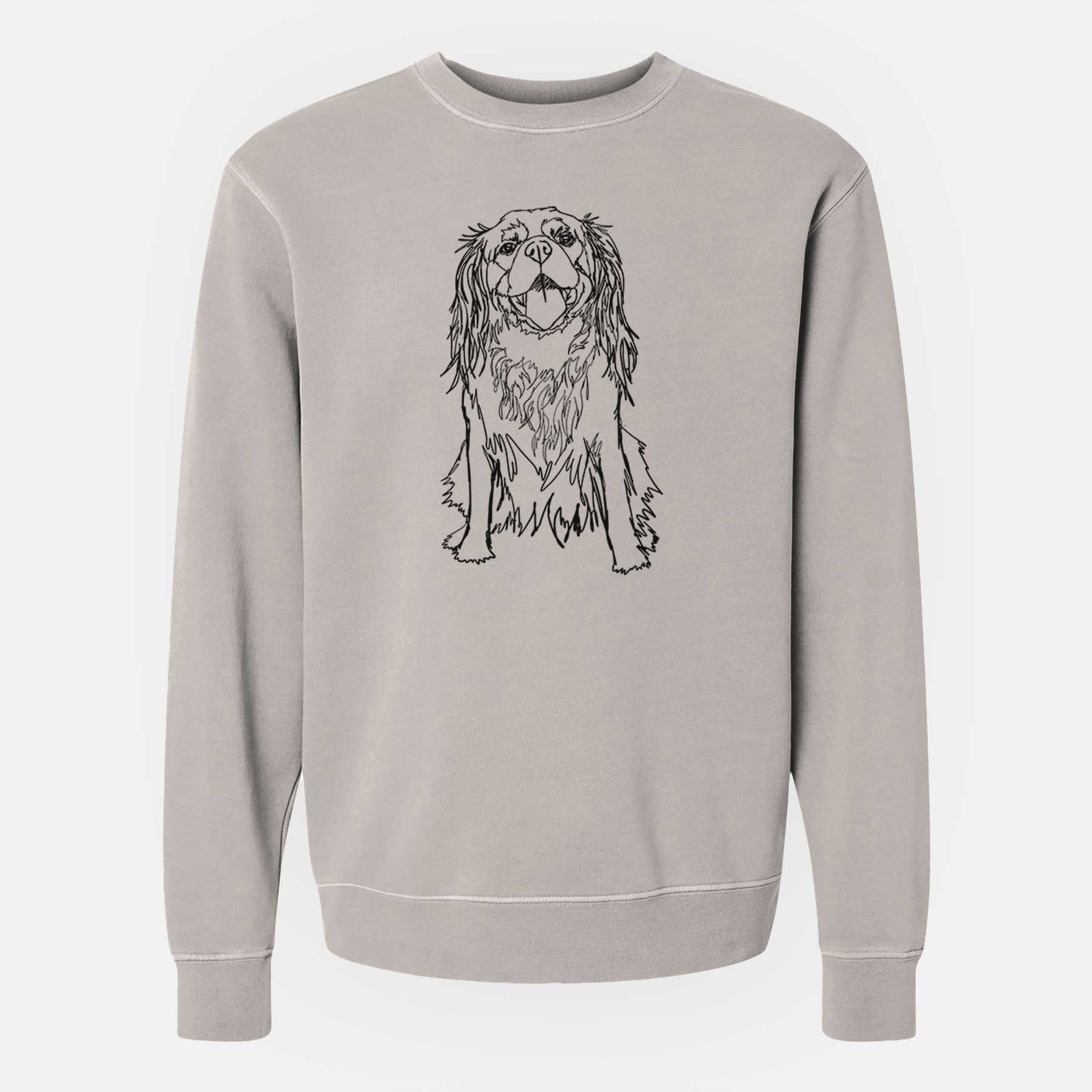 Doodled Roo the Cavalier King Charles Spaniel - Unisex Pigment Dyed Crew Sweatshirt