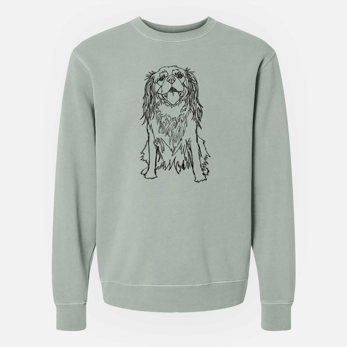 Doodled Roo the Cavalier King Charles Spaniel - Unisex Pigment Dyed Crew Sweatshirt