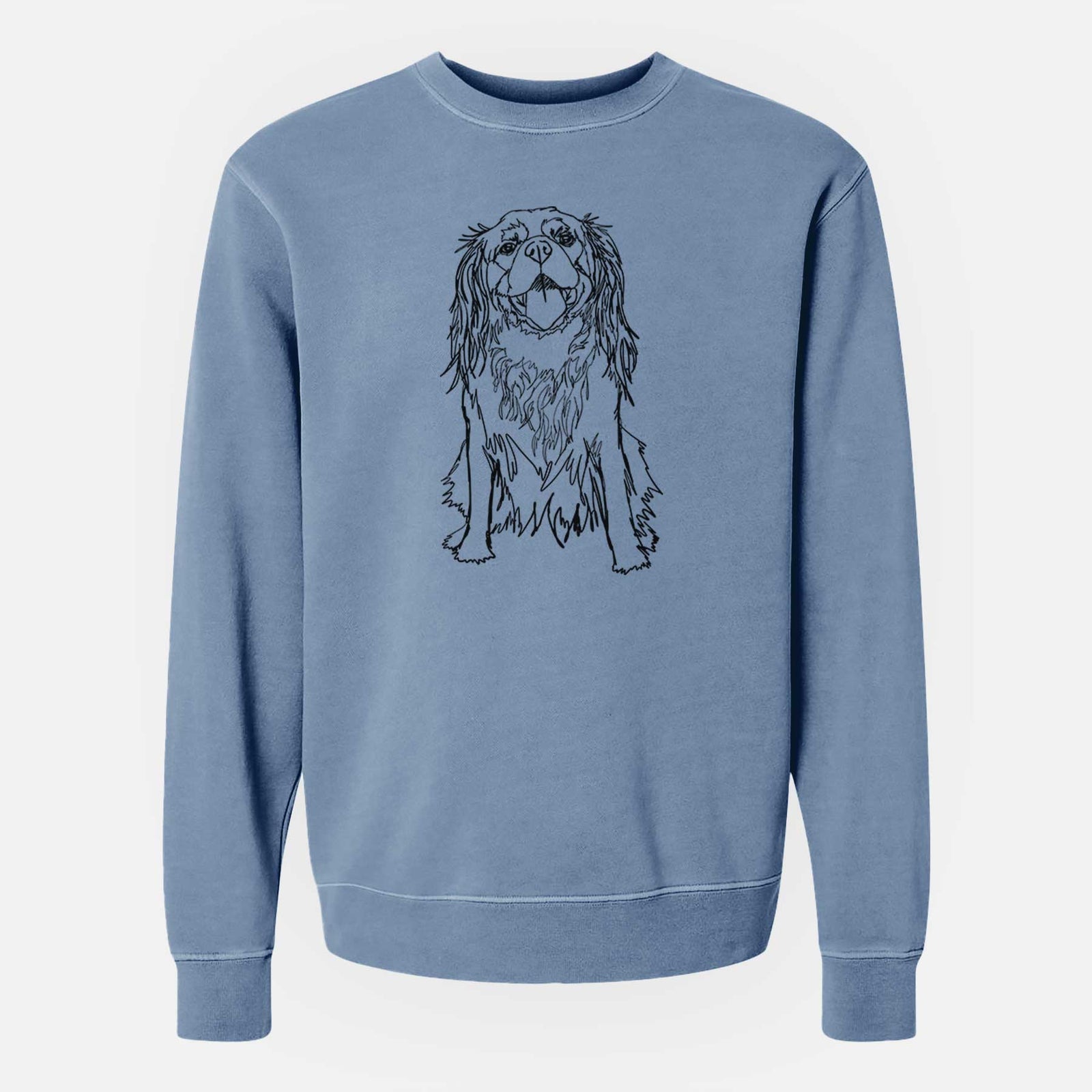 Doodled Roo the Cavalier King Charles Spaniel - Unisex Pigment Dyed Crew Sweatshirt