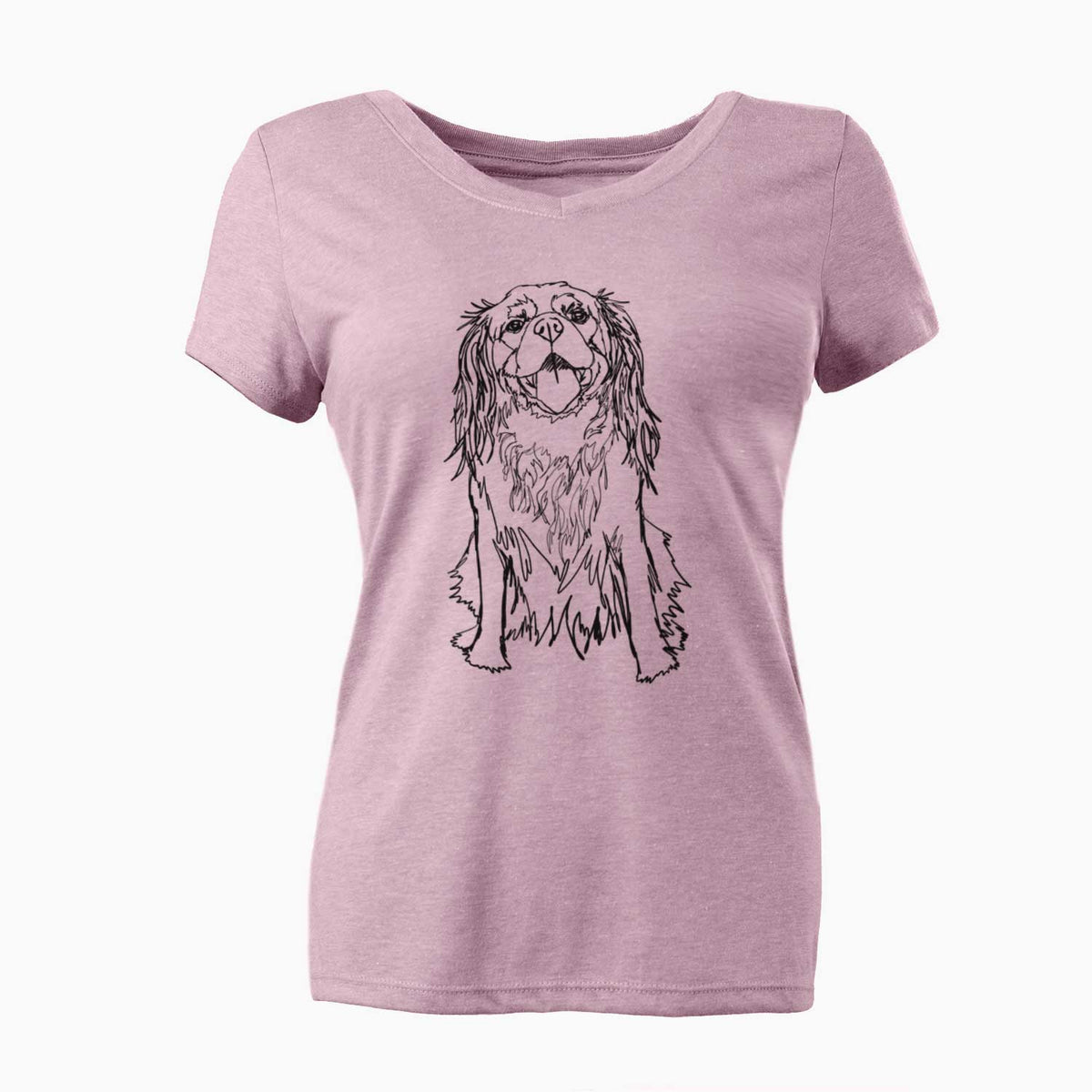 Doodled Roo the Cavalier King Charles Spaniel - Women's V-neck Shirt
