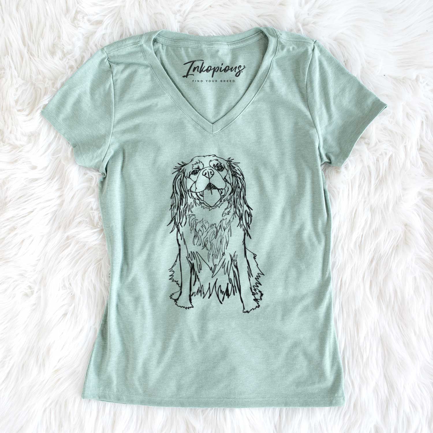 Doodled Roo the Cavalier King Charles Spaniel - Women's V-neck Shirt