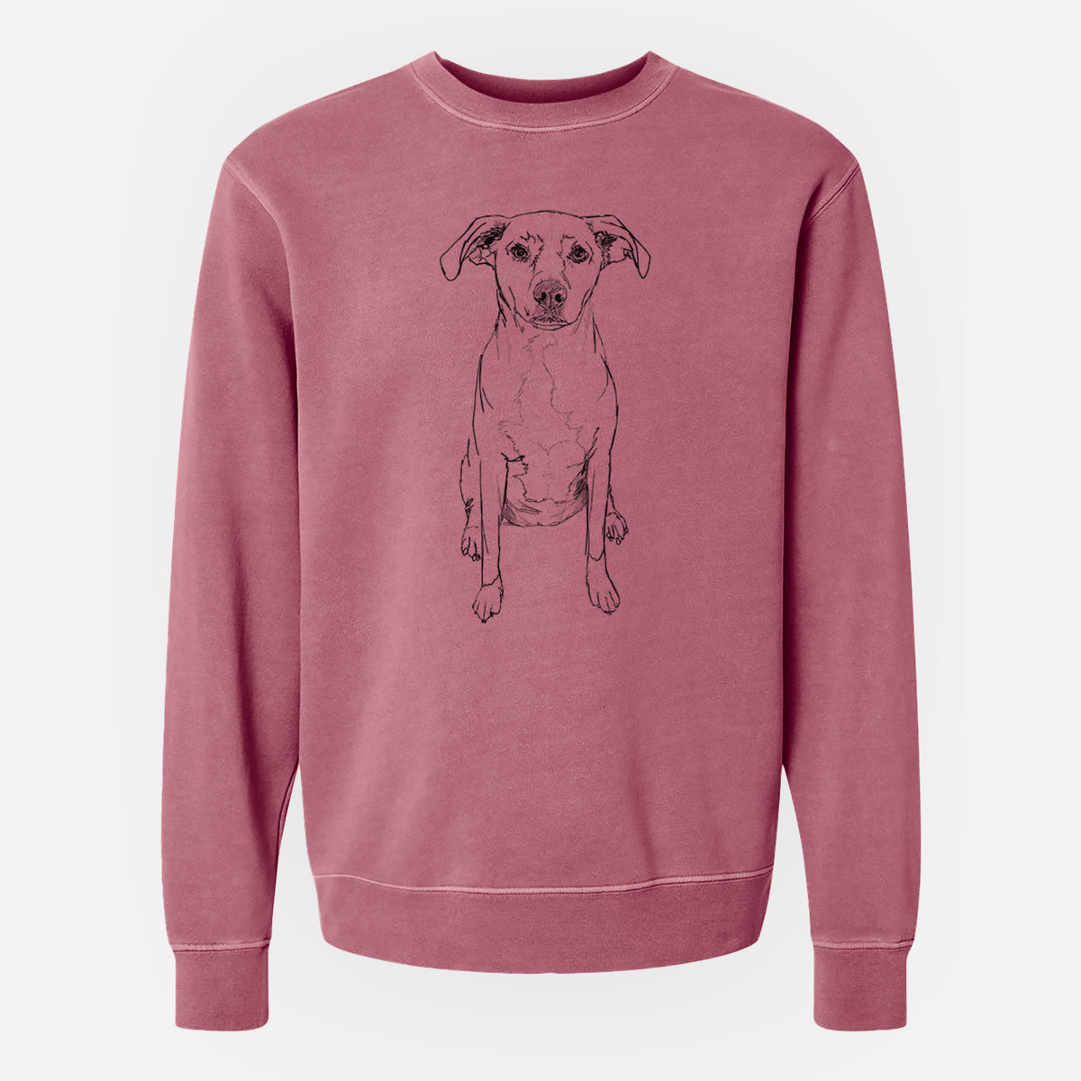 Doodled Rose Chiffon the Beagle Lab Mix - Unisex Pigment Dyed Crew Sweatshirt