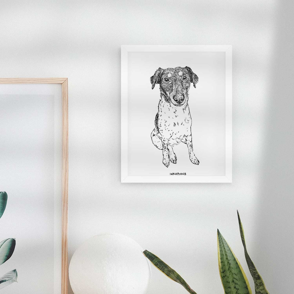 Doodled Rosie the Terrier Mix Art Print