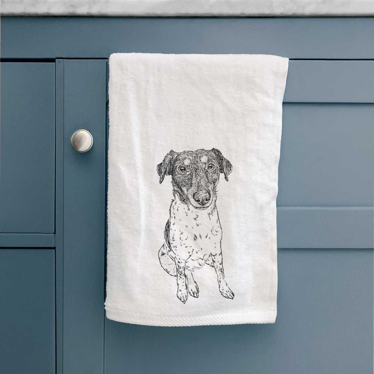 Doodled Rosie the Terrier Mix Decorative Hand Towel