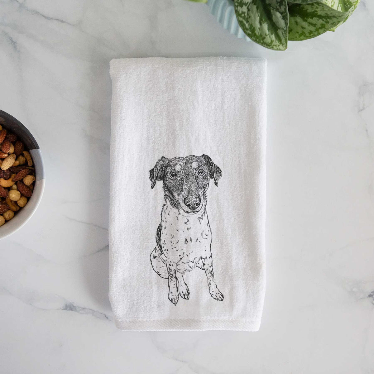 Doodled Rosie the Terrier Mix Decorative Hand Towel