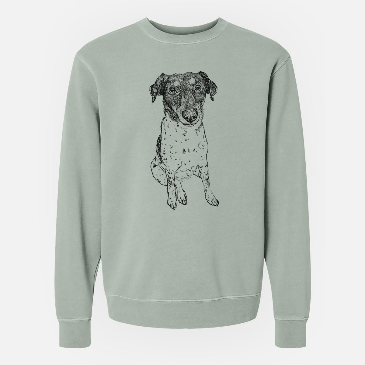 Doodled Rosie the Terrier Mix - Unisex Pigment Dyed Crew Sweatshirt