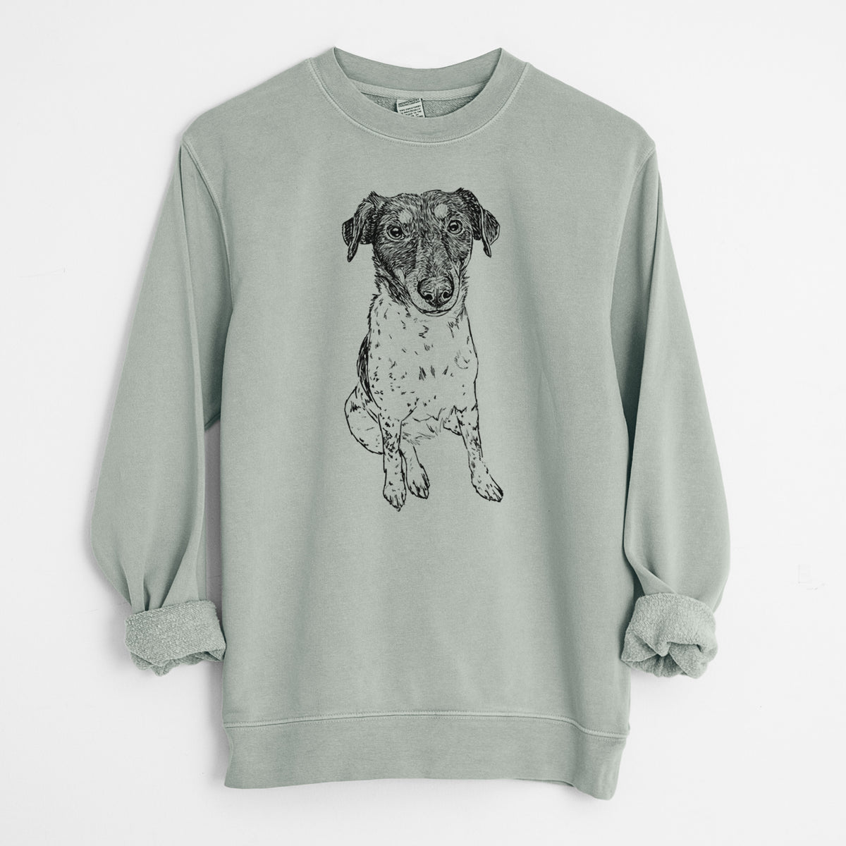 Doodled Rosie the Terrier Mix - Unisex Pigment Dyed Crew Sweatshirt