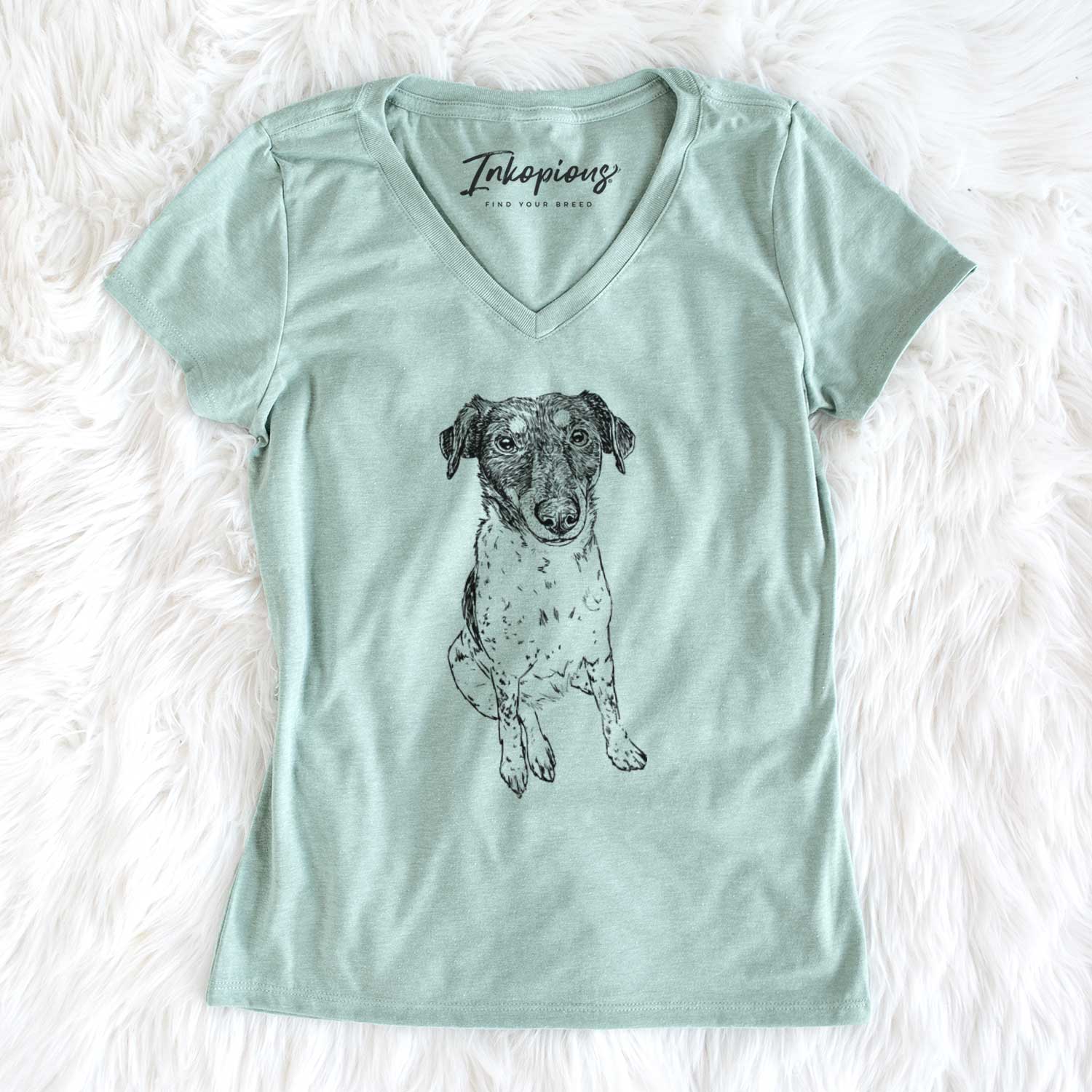 Doodled Rosie the Terrier Mix - Women's V-neck Shirt